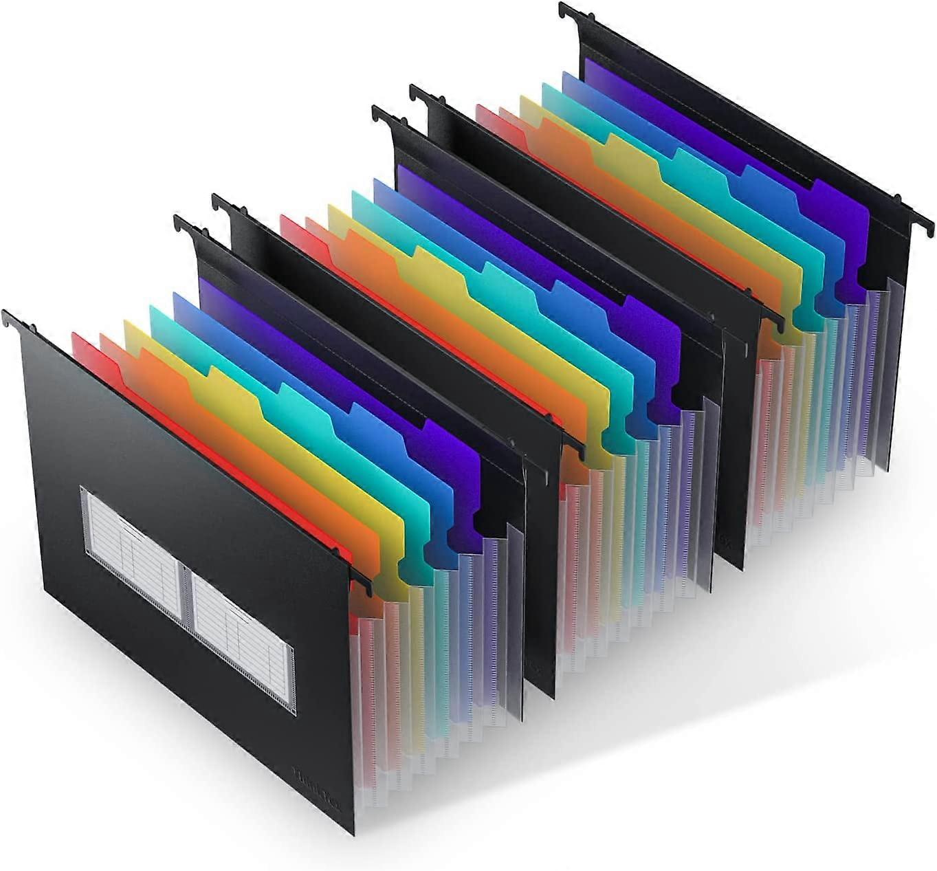 3 Pack Expanding Hanging File Folders, 7 Pockets Accordion Organizer with Multi-Color Tabs, Letter Size, Large Capacity for Cabinet