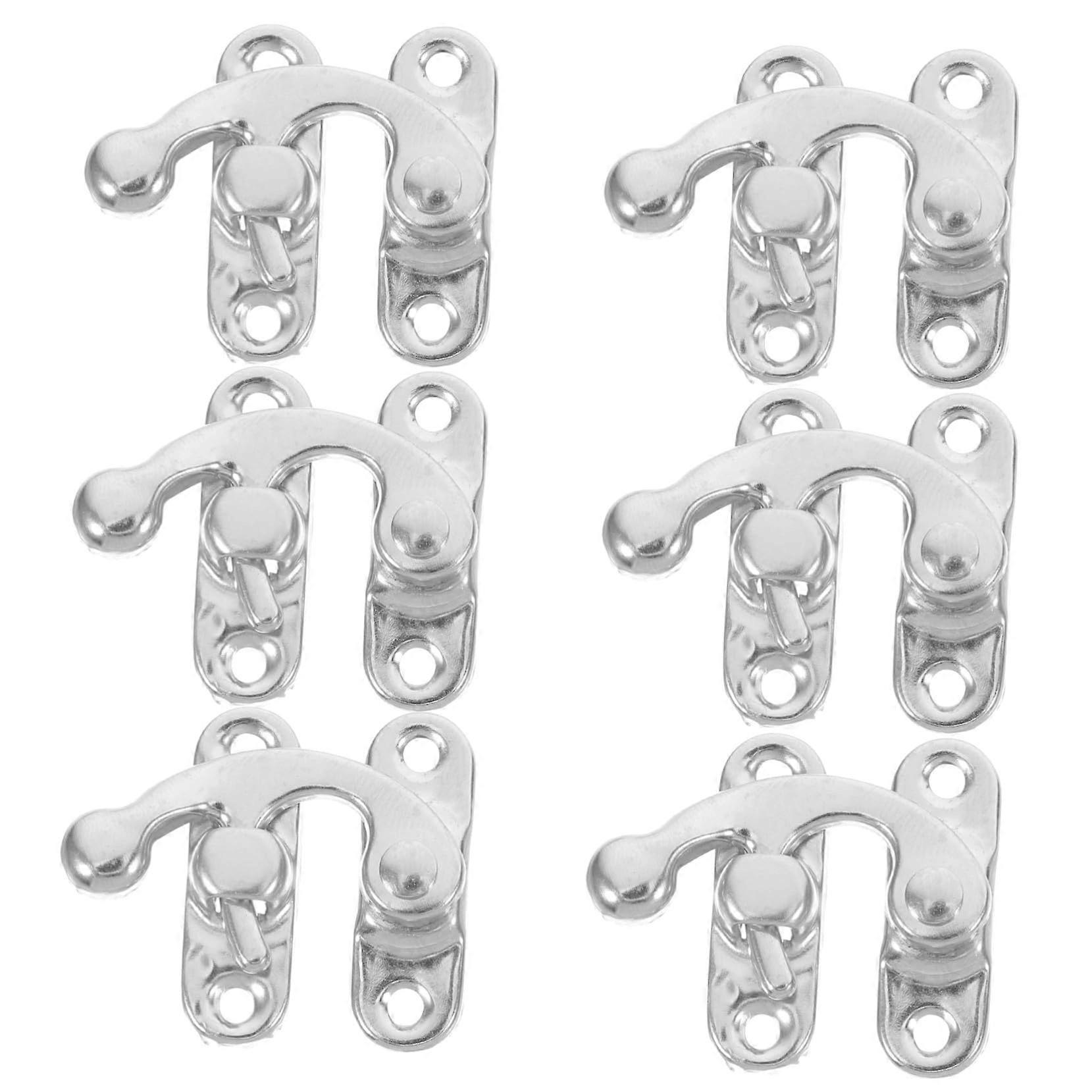 Vintage Toggle Hasp Latch 6 Piece Set With Screws For Jewelry Boxes Cabinets Toolboxes Retro Metal Buckle Locks Rustic