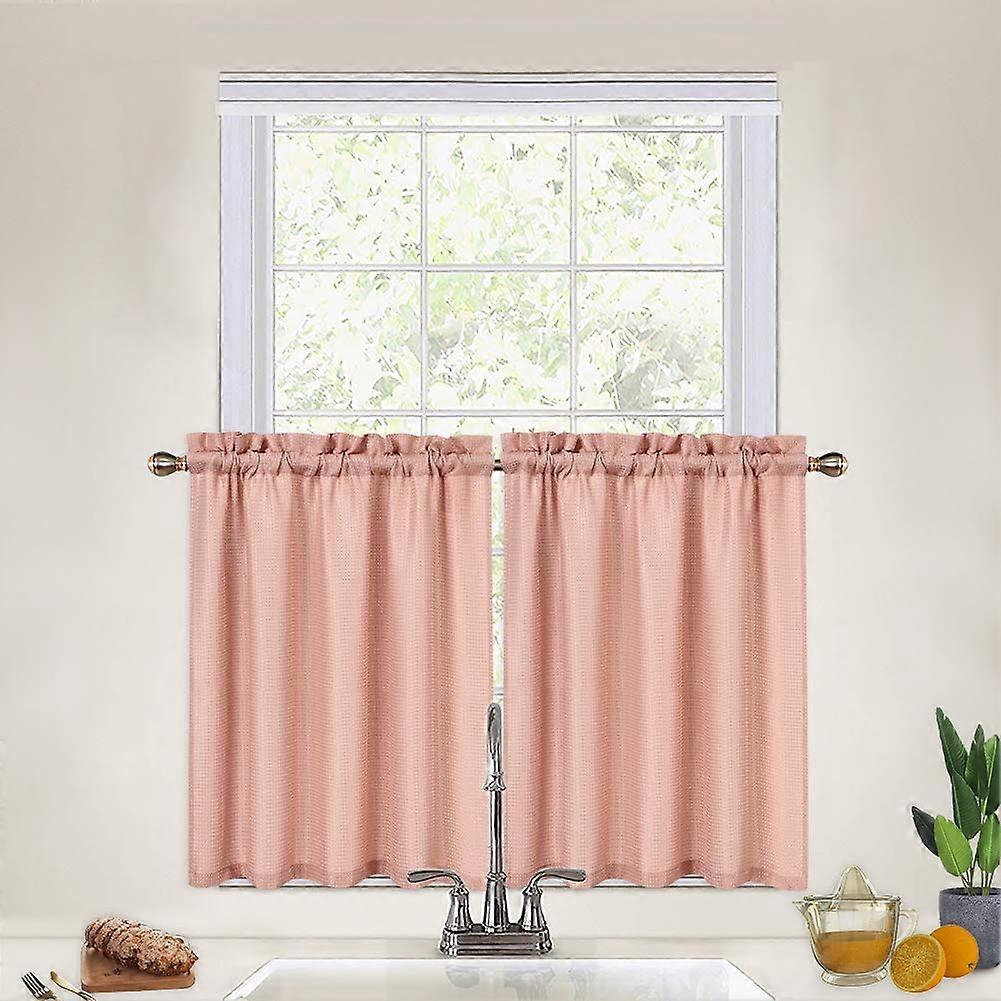 Etagenvorhänge, Waffelstruktur, kurzer Vorhang für Badezimmer, Fenster, Küche, Café, Vorhänge – 76,2 x 61 cm, Weiß, 2er-Set