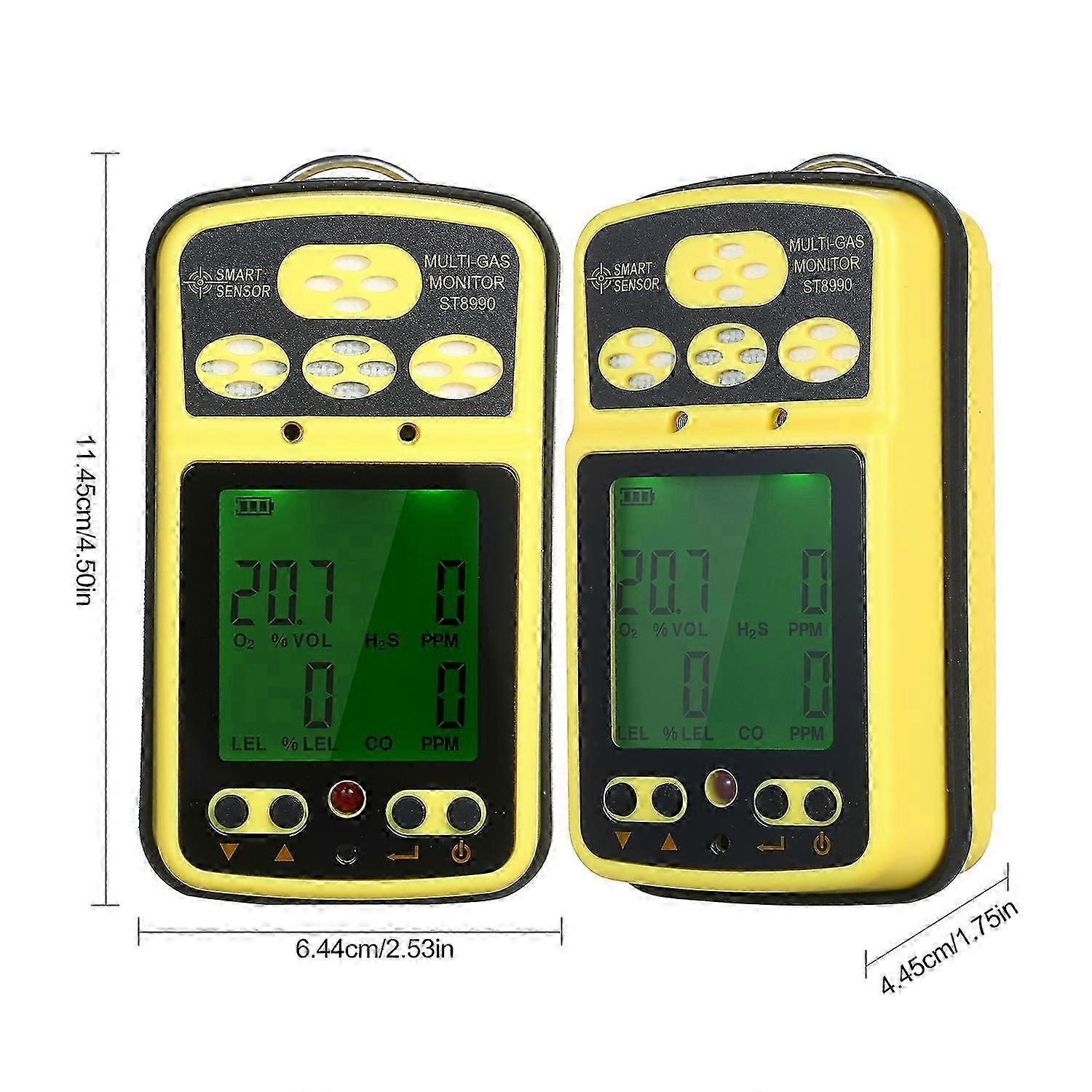 Multi Gas Monitor 4 In 1 O2 Lel Co H2s Detector Rechargeable, Lcd Display With Backlight Alarm Function, Portable Gas Tester
