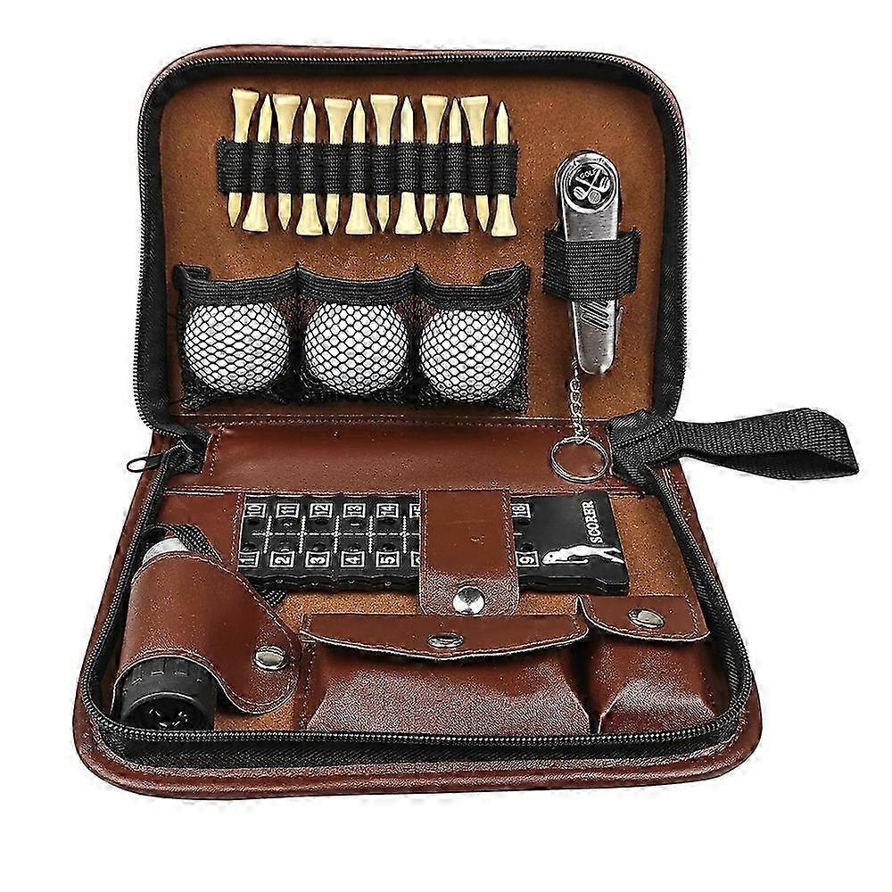 مجموعة أدوات الجولف ، مجموعة ملحقات الجولف ، مريحة للحمل ، حقيبة جلدية متعددة الوظائف ، سعة تخزين كبيرة