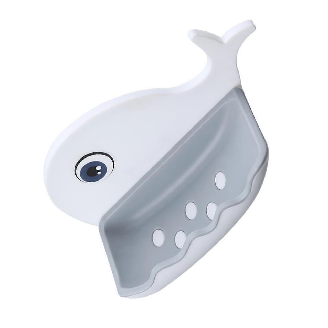 Whale Shaped Soap Holder Wall Mounted Self Draining Tray for Bathroom Shower Kitchen