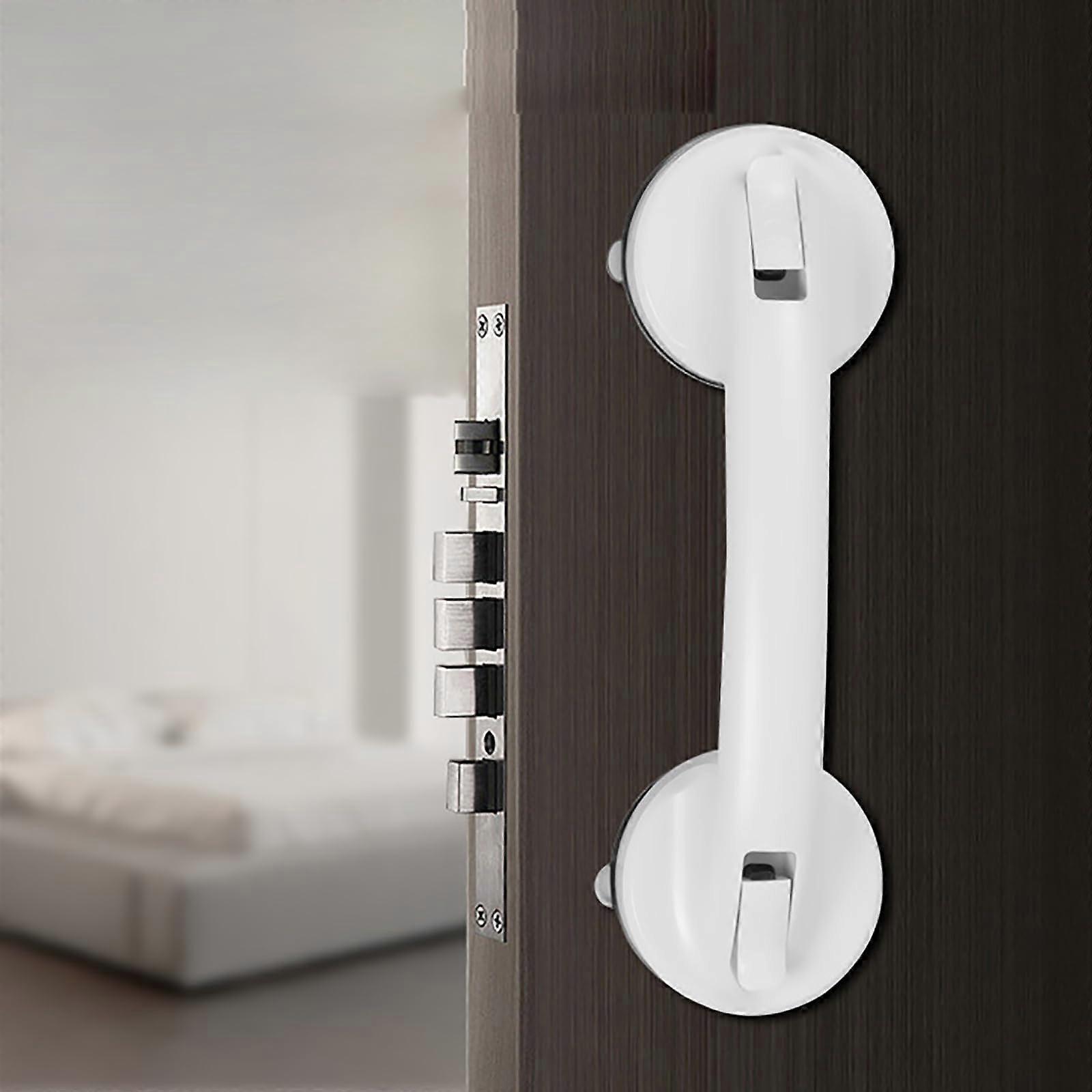 Glass Mirror Door Handle with Suction Cup for Refrigerator Drawer and Bathroom Cabinet (White)