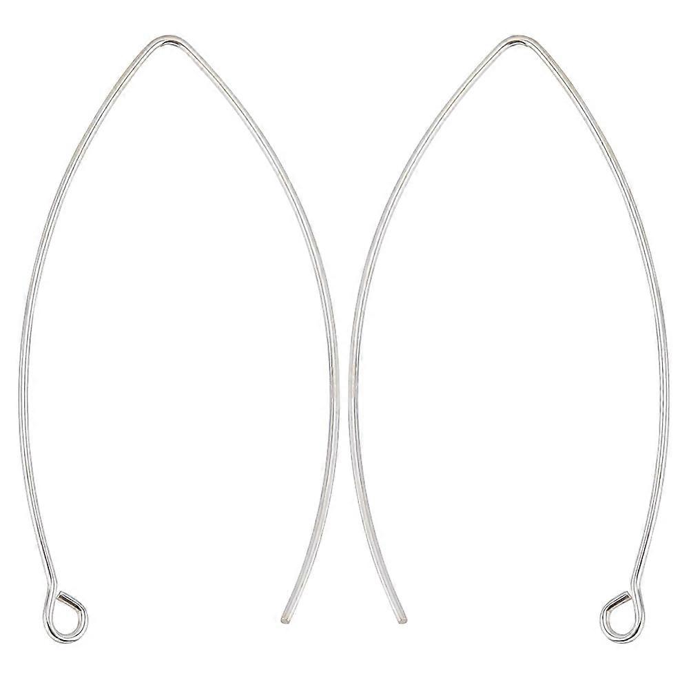 1Box 10Pcs/Box 925 Sterling Silver Ear Wires V-Shape 37mm Drop Earring Hooks for DIY Making Findings (Wire 0.6mm)