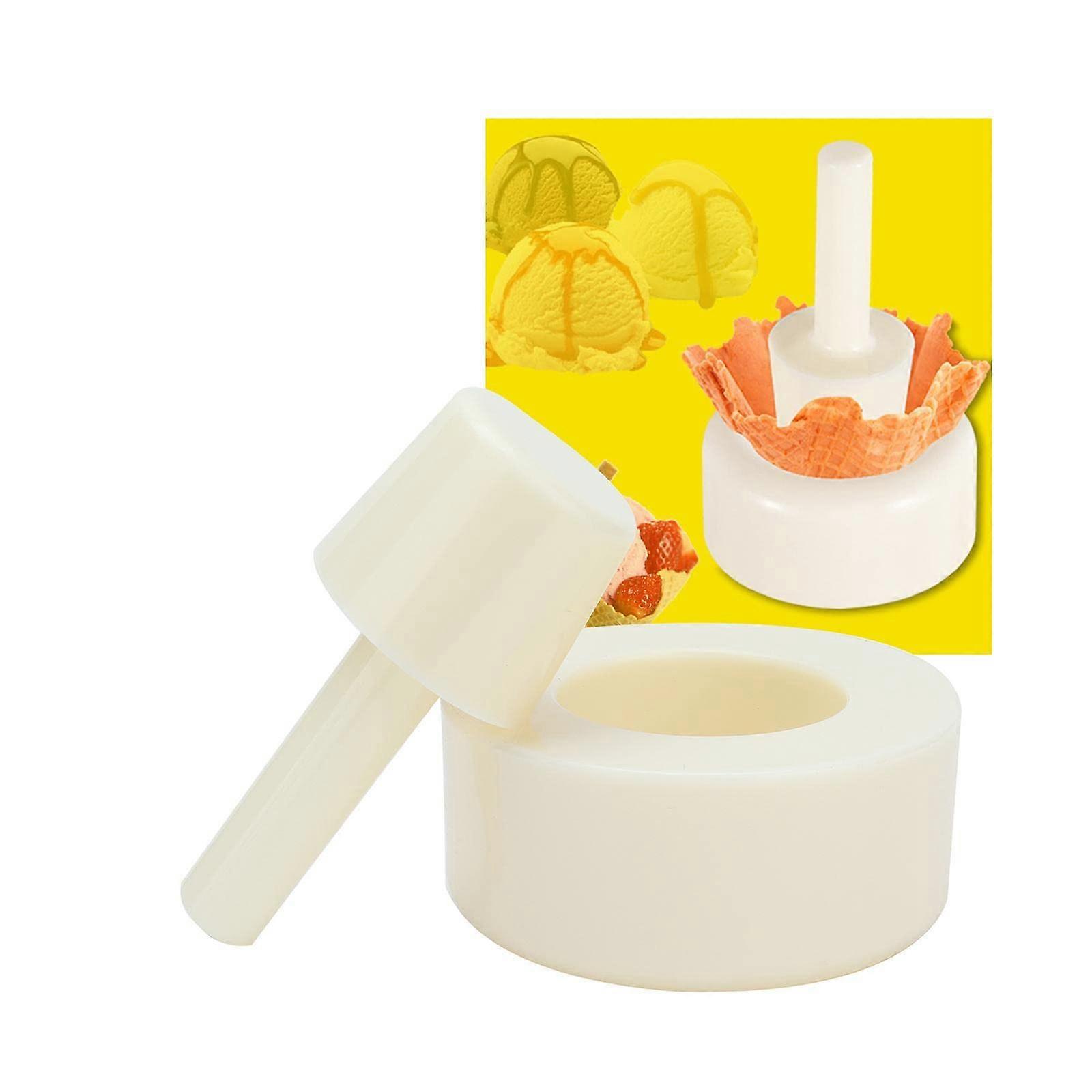 Flower Pattern Waffle Cone Maker with Plastic Cream Horn Roller for DIY Egg Roll and Creative Desserts