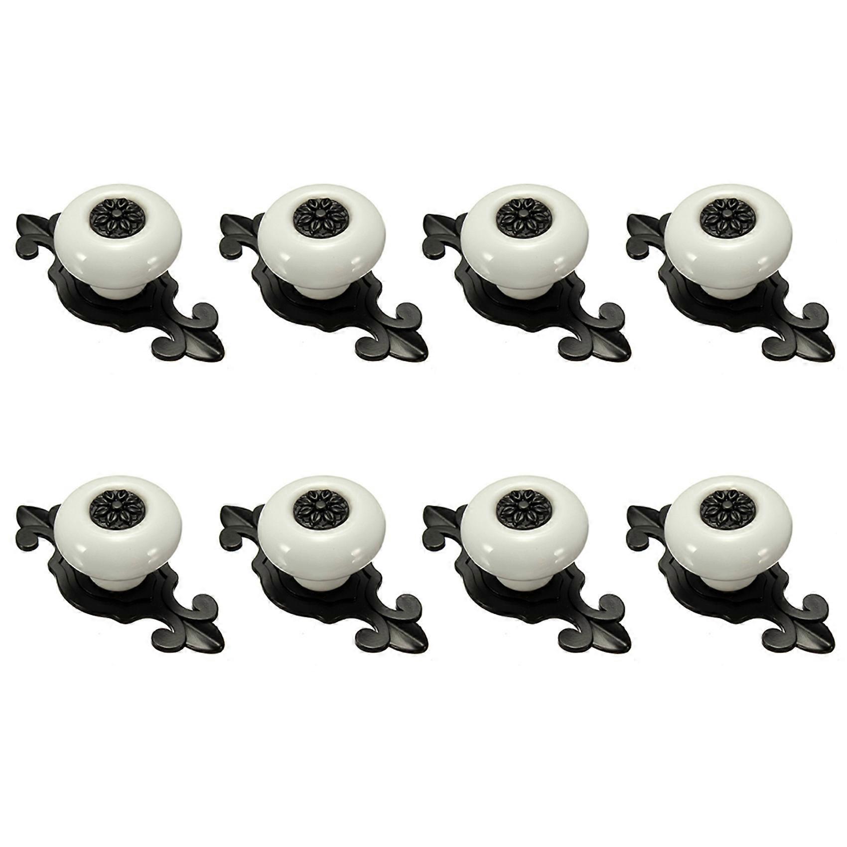 8X Vintage Ceramic Door Knobs Drawer Cabinet Cupboard Wardrobe Pull Handle White+Black