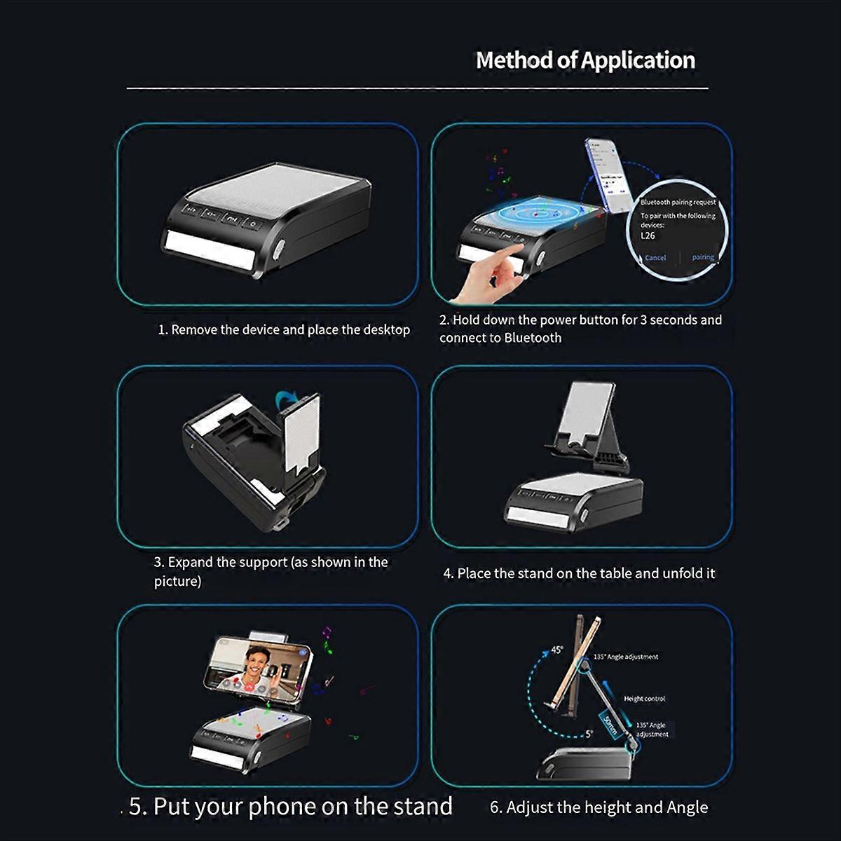 With Bluetooth Speaker Led Light Portable Foldable Cell Phone Stand