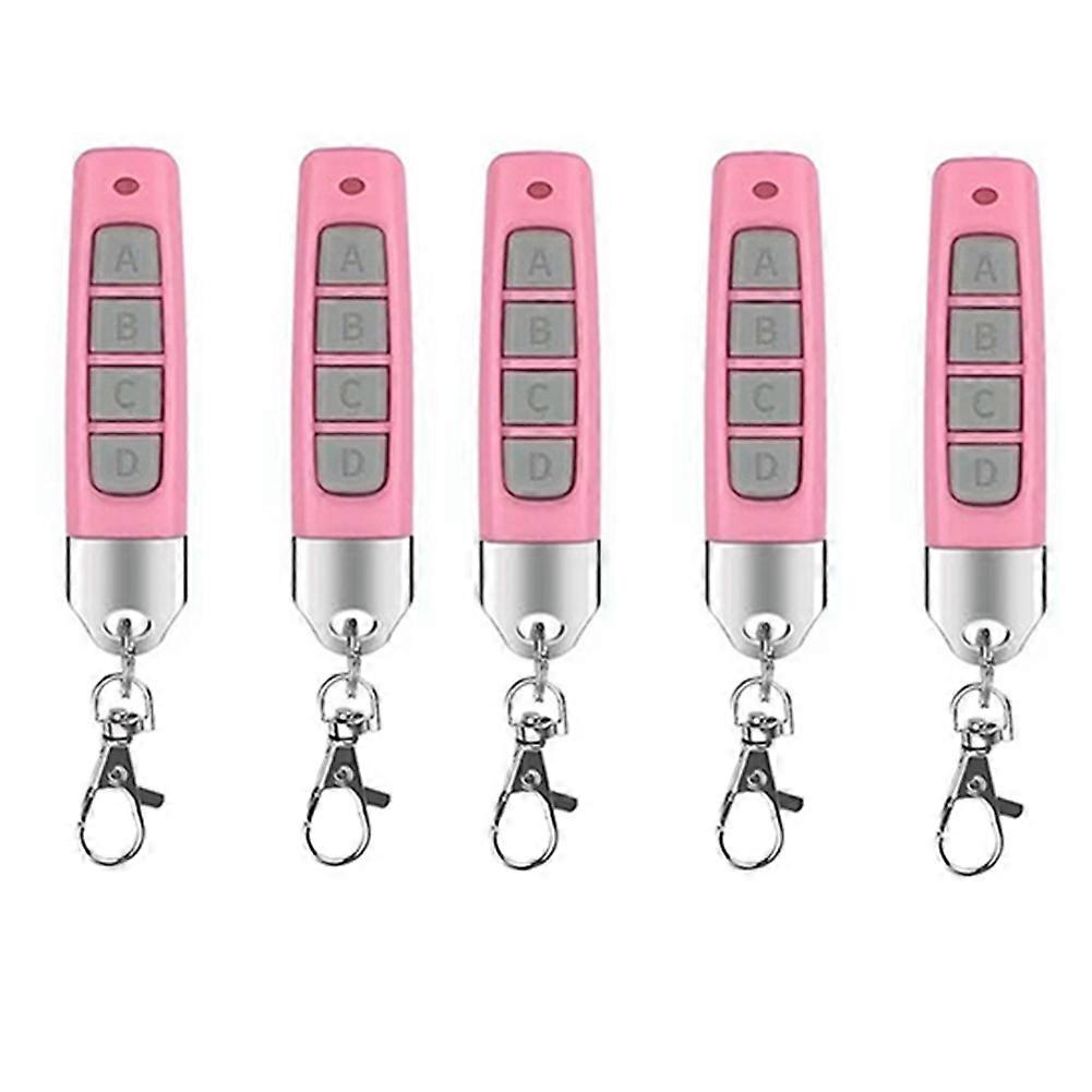 5pcs 433MHz Remote Control Compact Wireless Duplicator for Garage Doors Gates Systems Universal Compatibility Pink