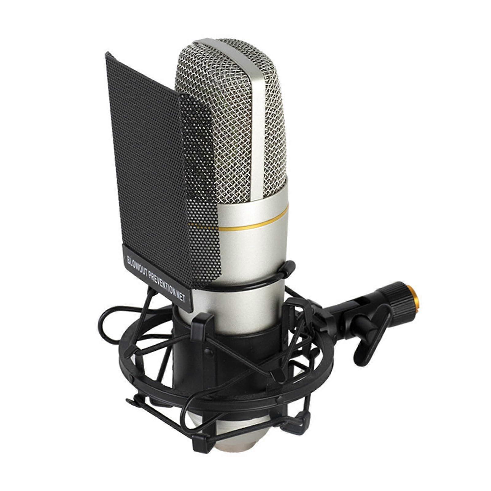 Microphone Sound Card For Computer Live Broadcast 48V Large Diaphragm Microphone For Podcasting And Interviews