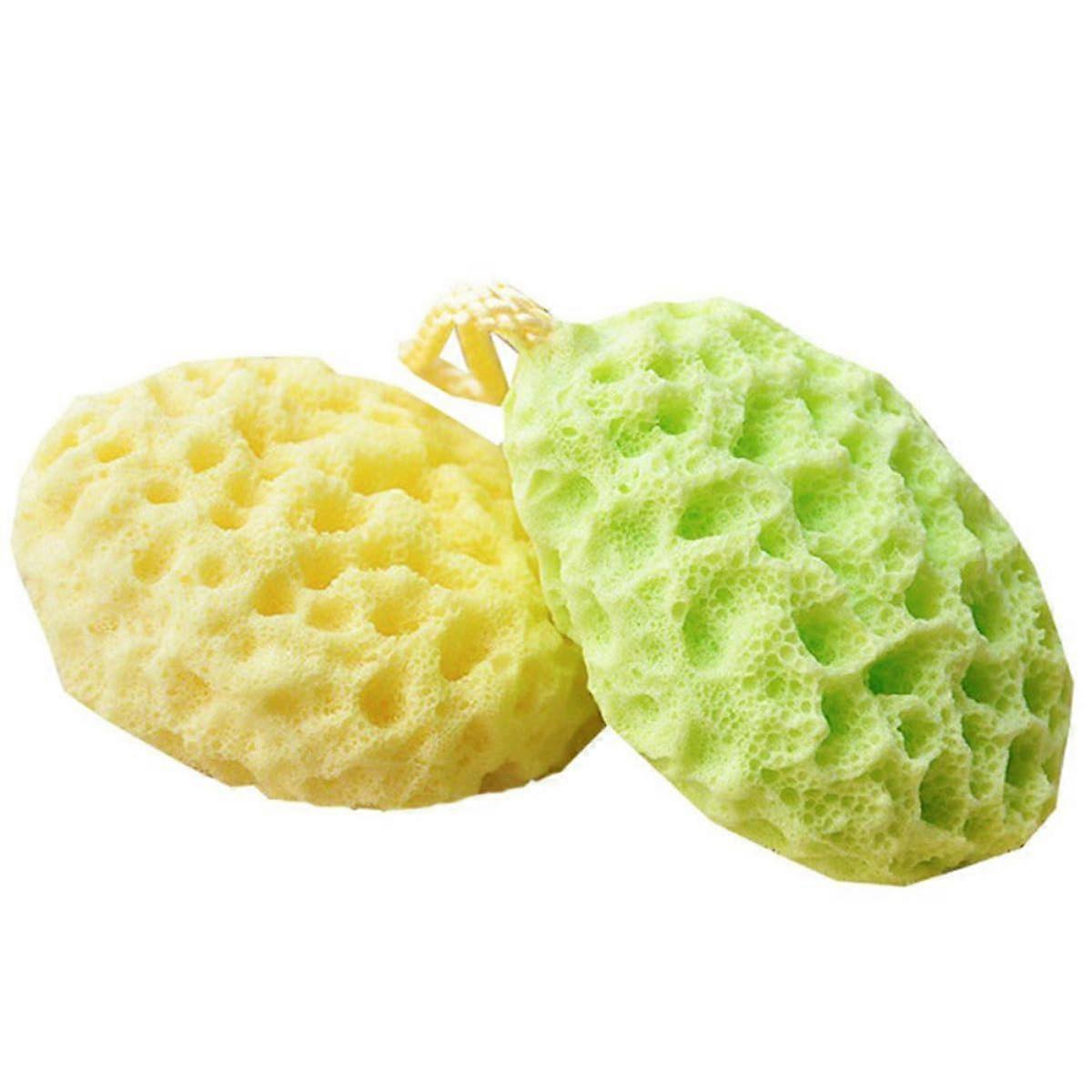 Exfoliating Bath Sponge Set 3pcs with Hanging Rope for Shower and Deep Cleansing Body Scrubber