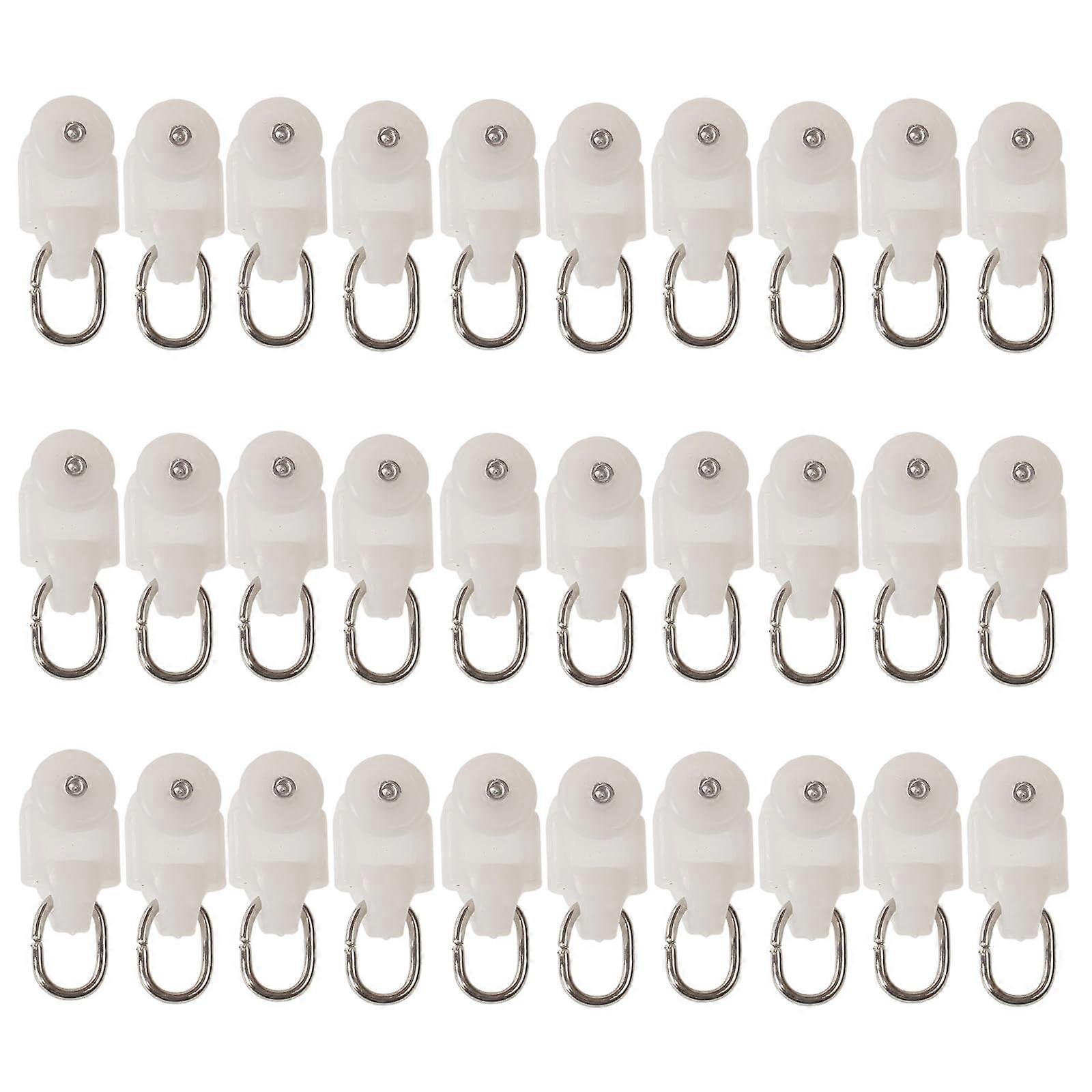 30PCS Heavy Duty Ceiling Curtain Track Rollers with Silent Glide and Quick Snap Hooks for Drapes