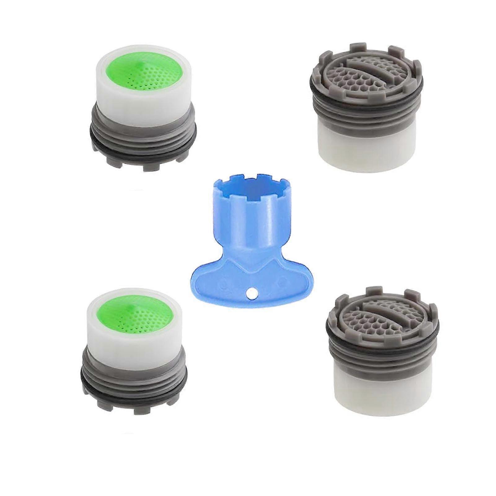 M16.5 Faucet Aerator Replacement Set, 4 Tap Aerators with Key, Splash WaterSaving Design