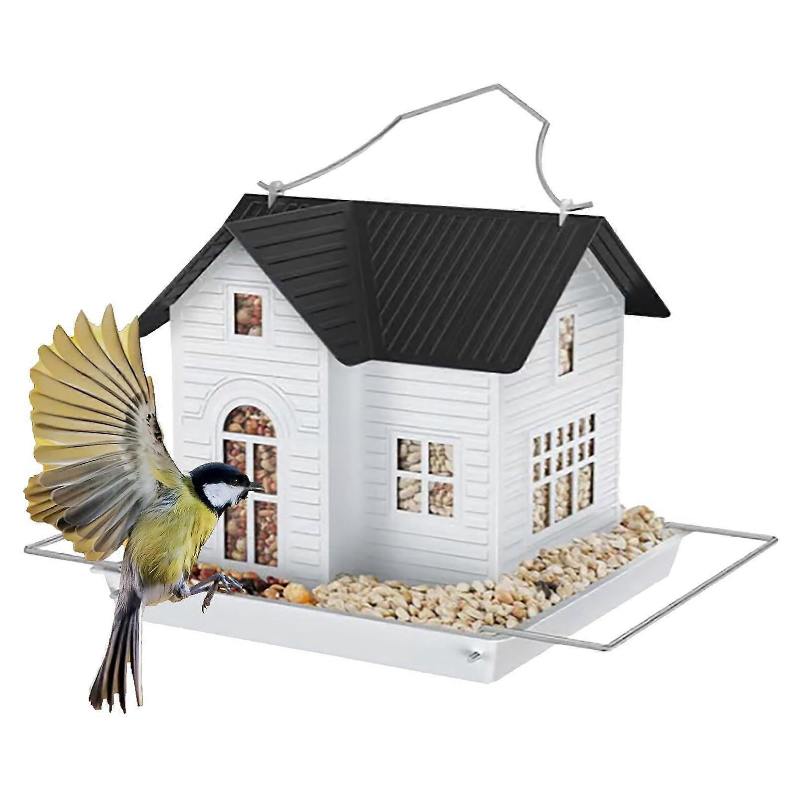 Bird Feeder with Solar Light, Dual Seed Compartments, LED Hanging Garden Decor for Backyard