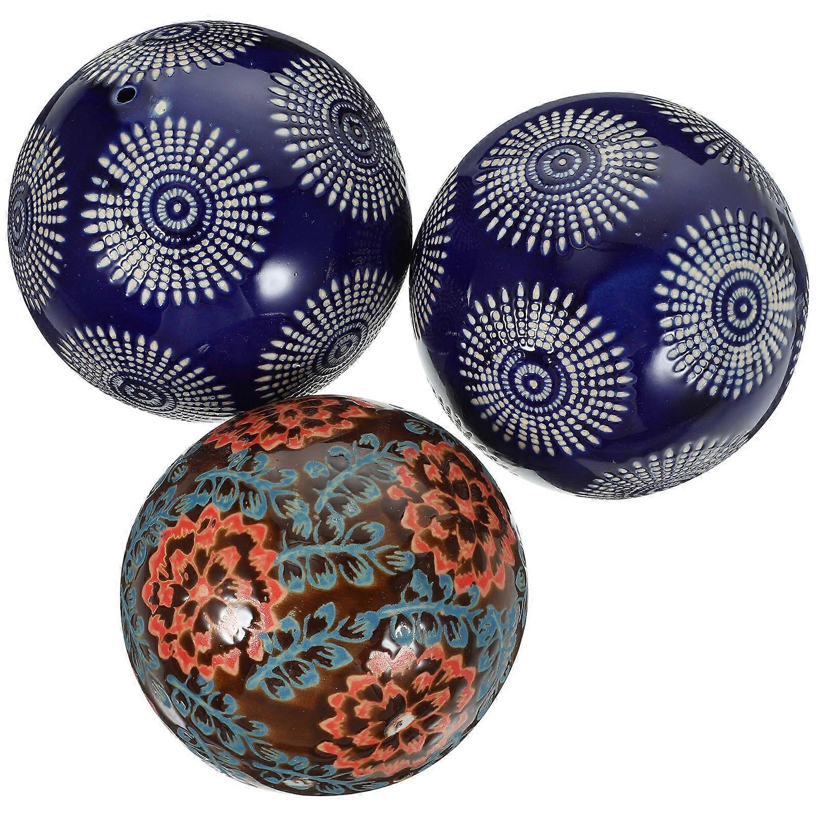 Decorative Ceramic Balls Floating Spheres Home Decor Aquarium Tea Table 3Pcs