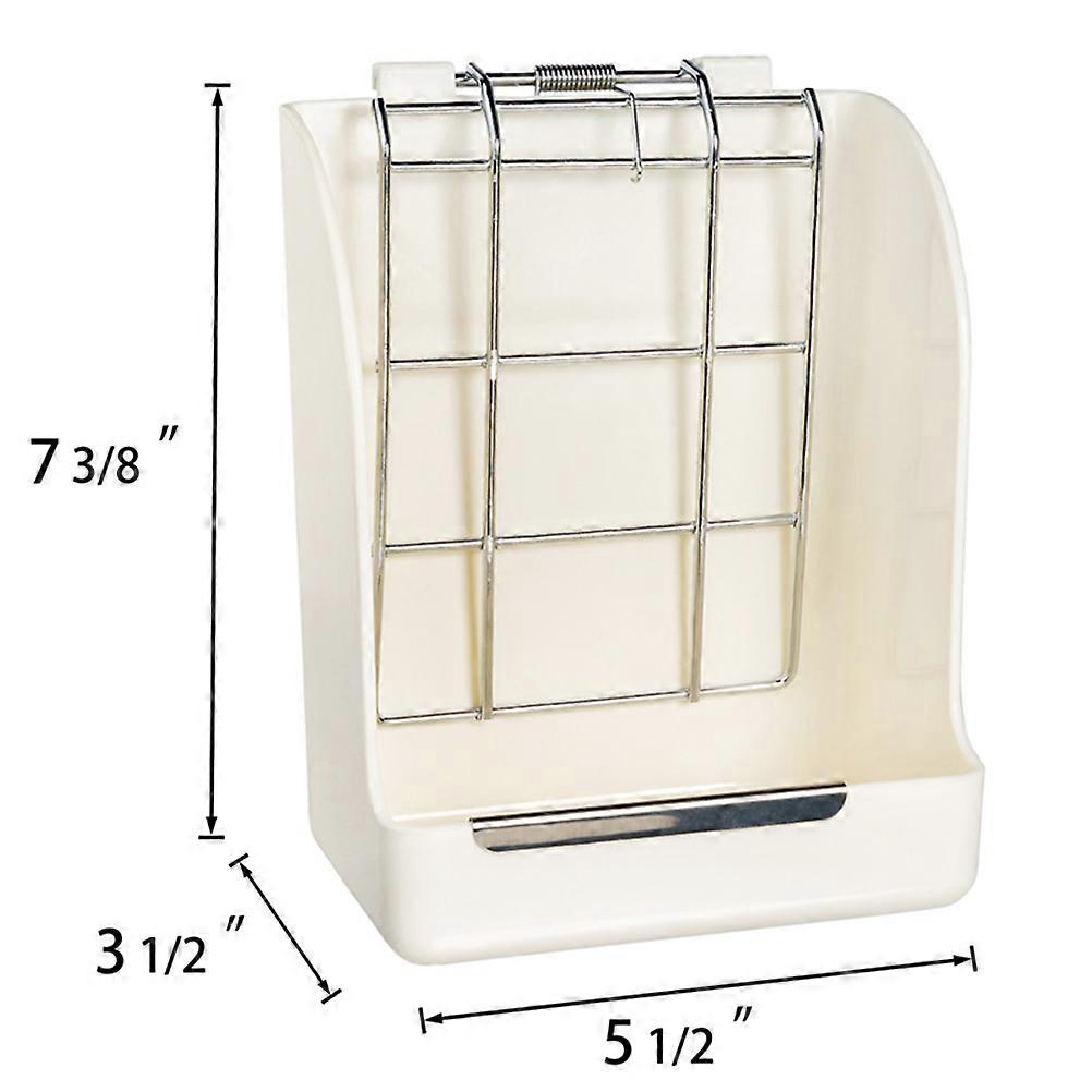 Small Pet Feeder Plastic Spring Feeder for Rabbit and Chinchillas White