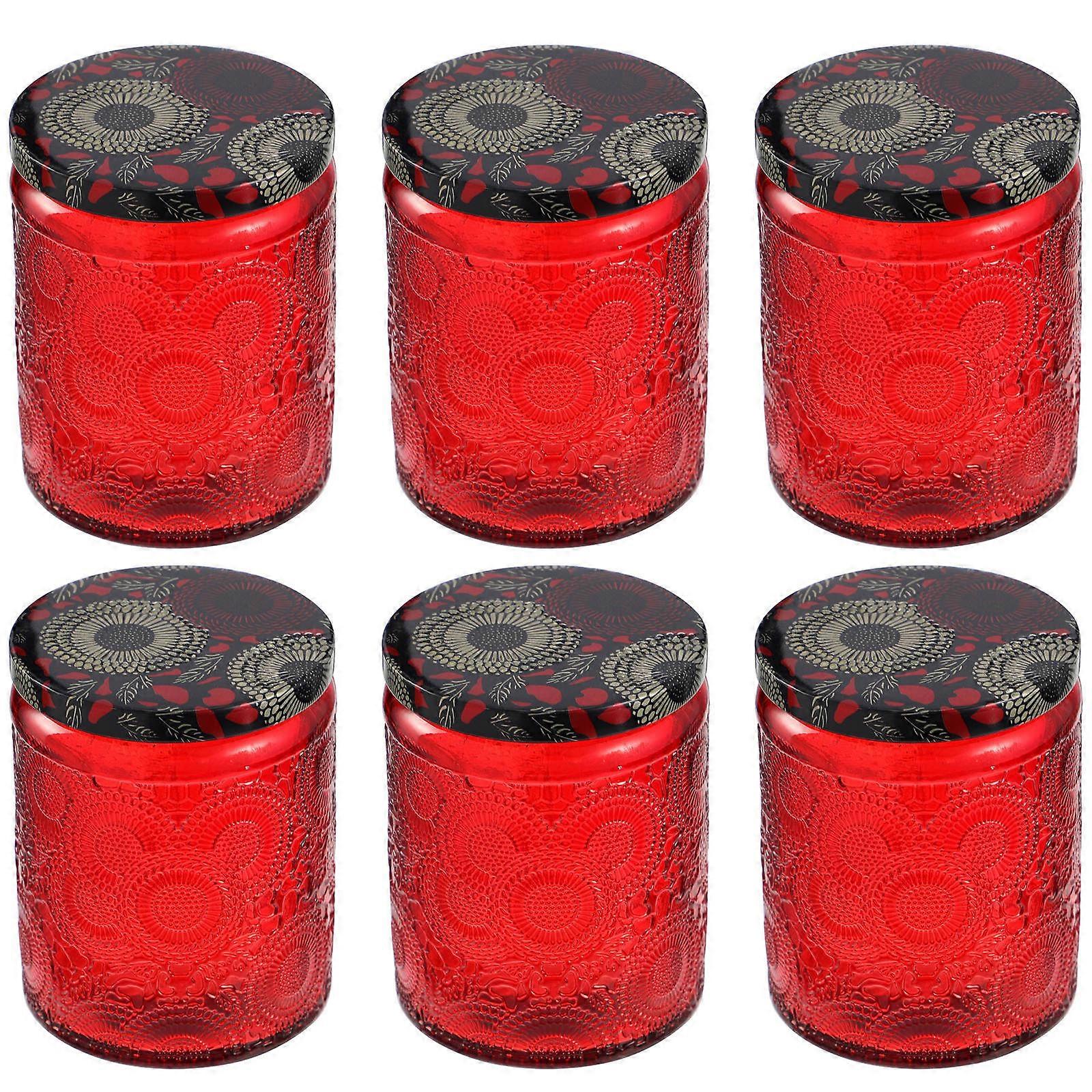 DIY Candle Jars with Glass Safe and Eco Friendly for Storage Comes in Red Color 6pcs