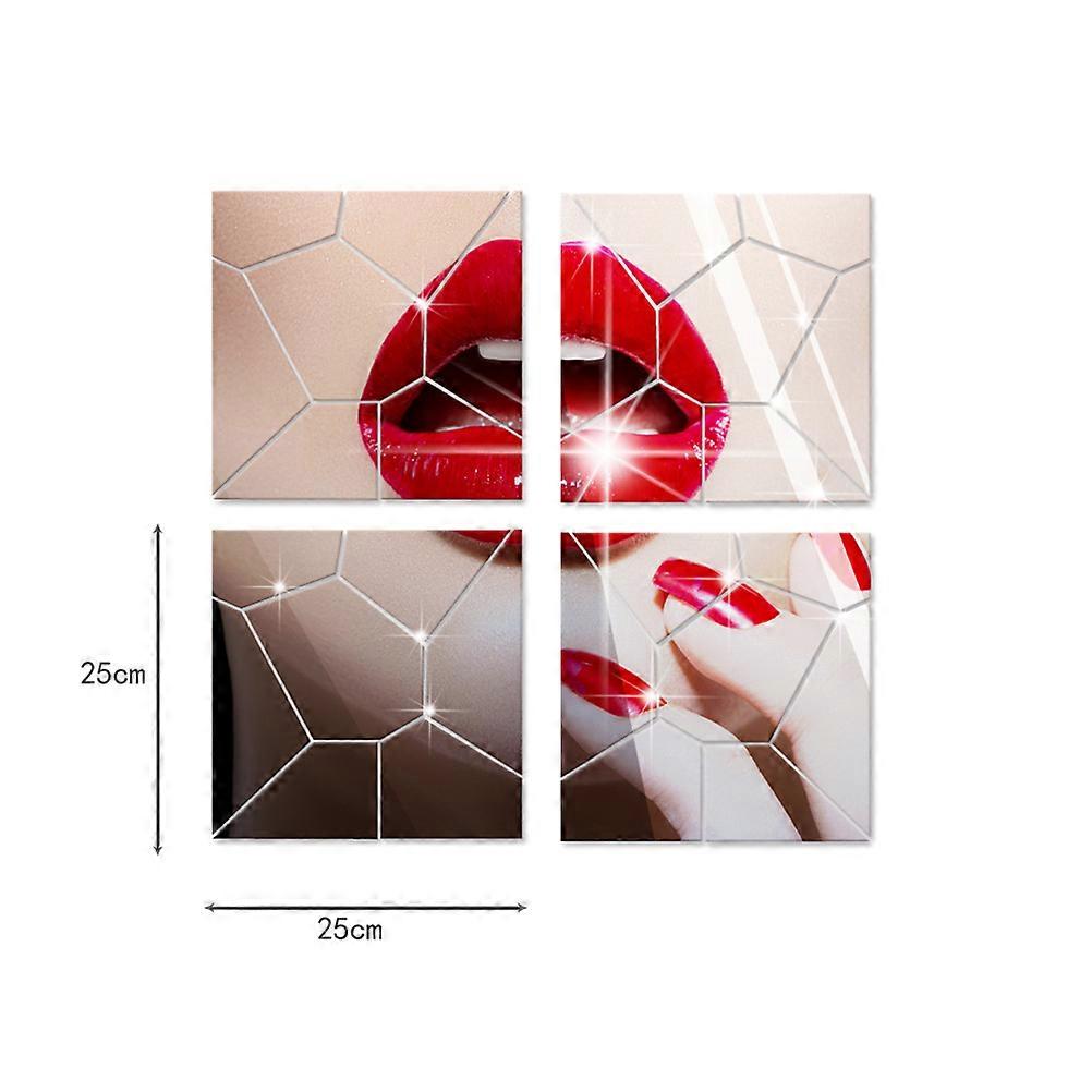 Acrylic Mirror Wall Sticker Crack Pattern for Home Decor 25Pcs Silver