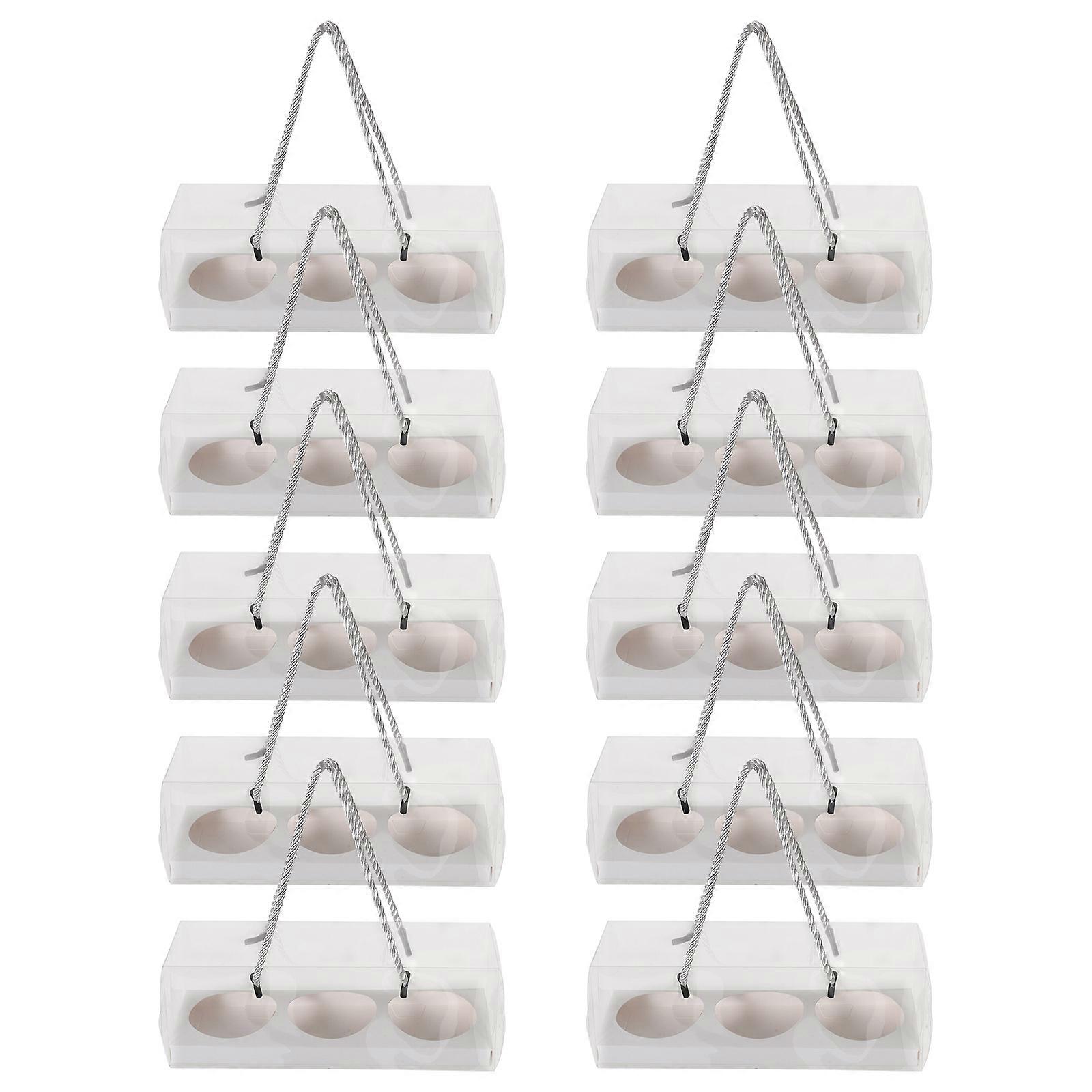 Egg-Yolk Puff Packaging Boxes for Storage 10Pcs Practical White Dessert Boxes