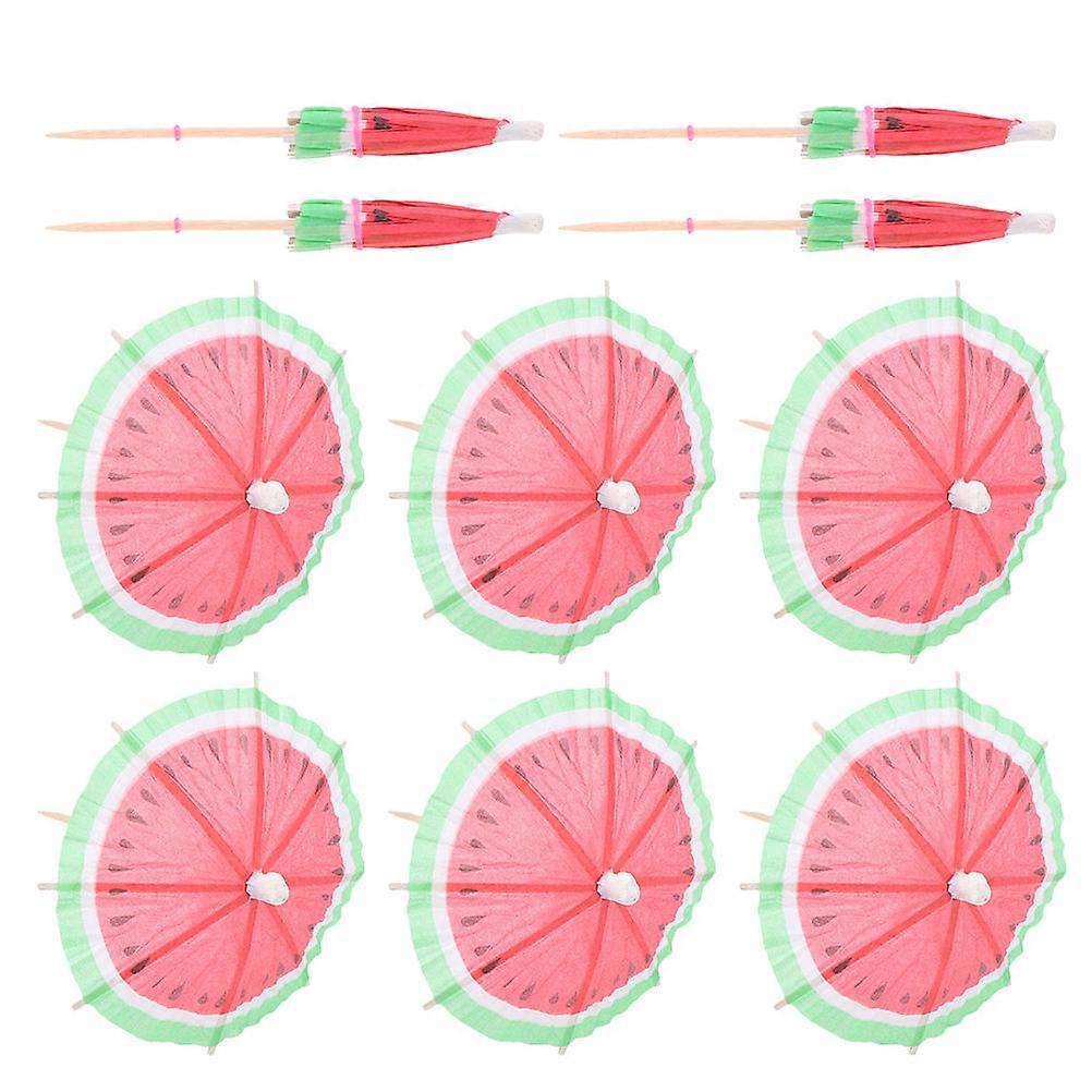 Assorted Color Umbrella Toothpicks for Party Made of Synthetic Material with Watermelon Pattern 150pcs