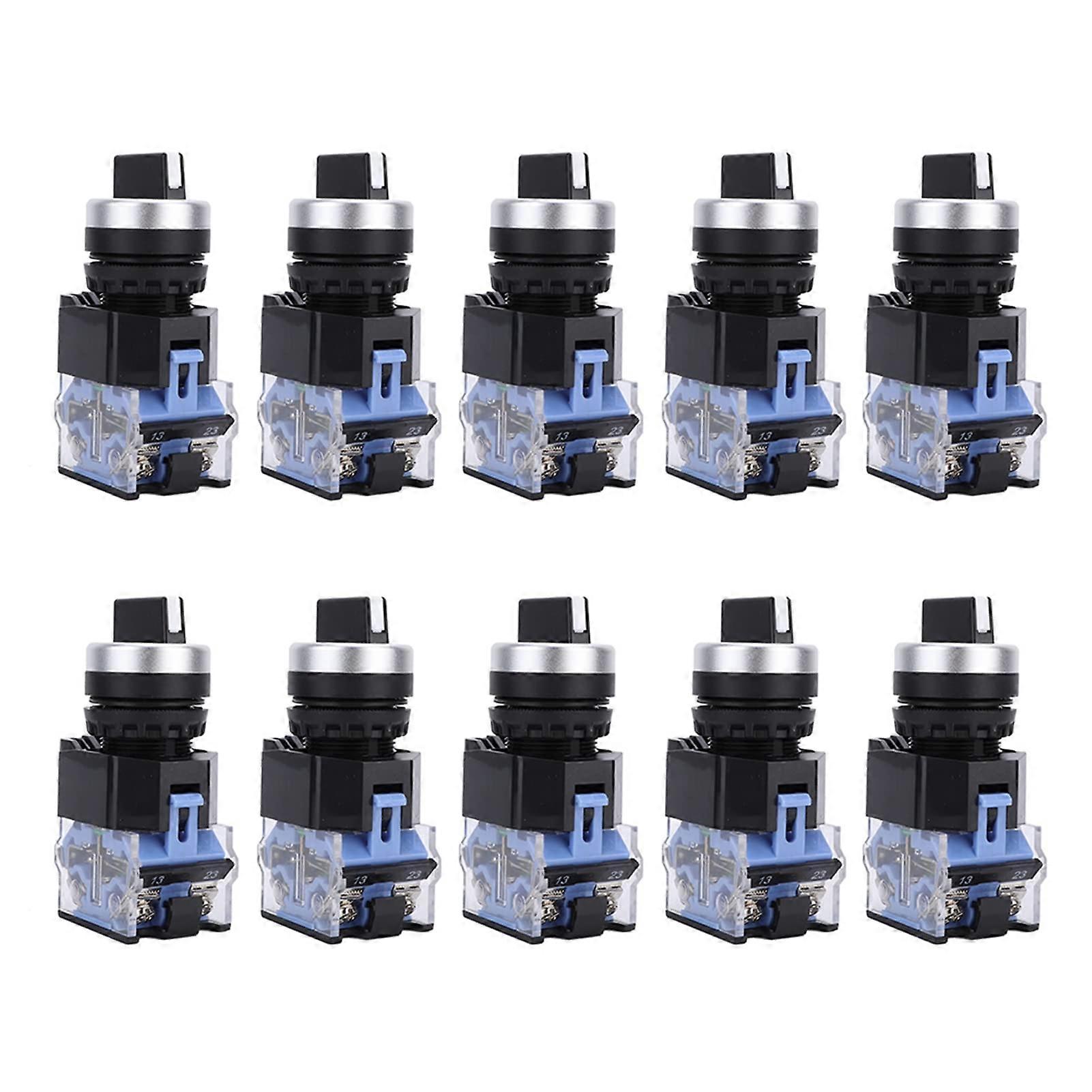 22mm 3 Position Selector Switch with SelfLocking Design for Precise Industrial Control, 10pcs