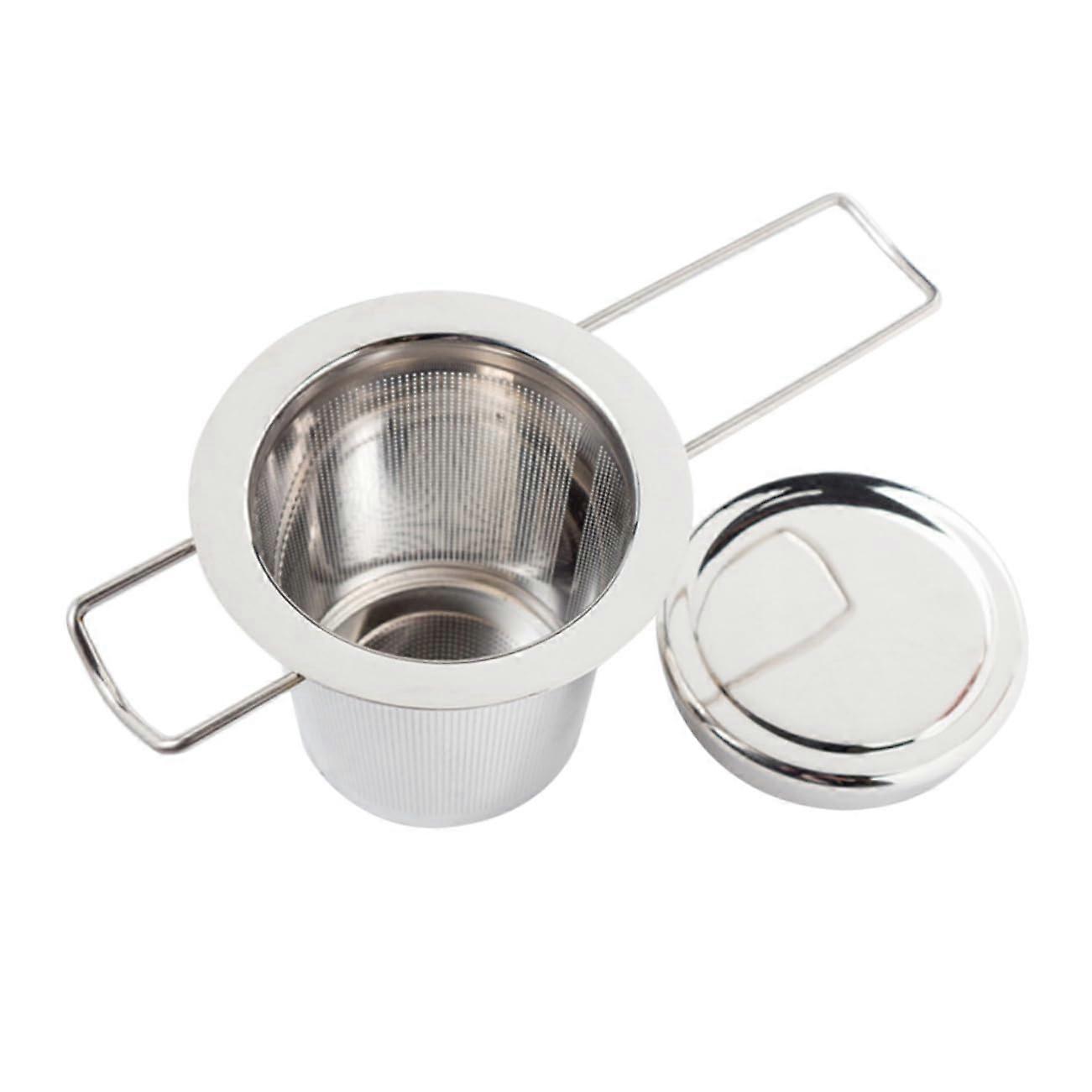 Tea Infuser Stainless Steel Loose Leaf Strainer with Lid Fine Mesh Filter Extendable Handle for Cups