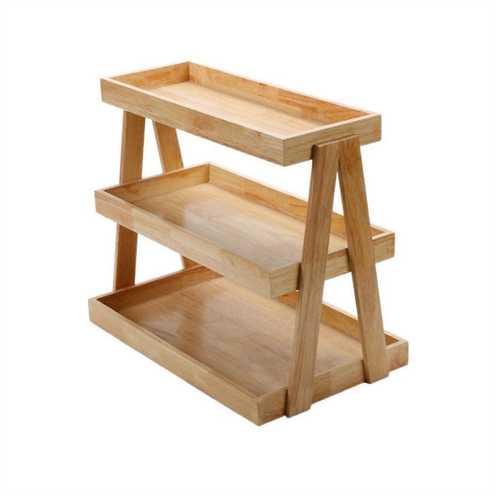 Three Tier Wooden Cupcake Stand with Large Capacity Rustic Wedding Cake Display for Parties