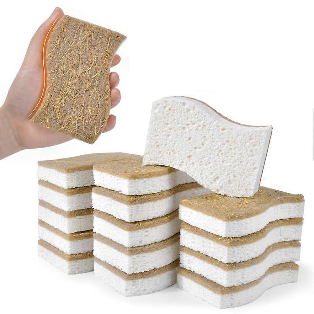Eco Friendly Kitchen Sponge Pack with Coconut Scrubber, Biodegradable and Scratch for Dishes