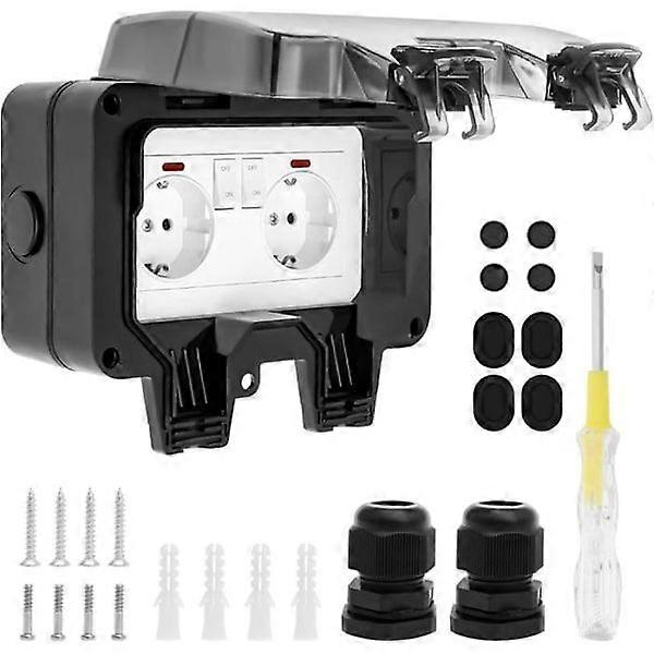 Waterproof Socket Double Outdoor Power Socket IP66 Waterproof Wall Socket 16A