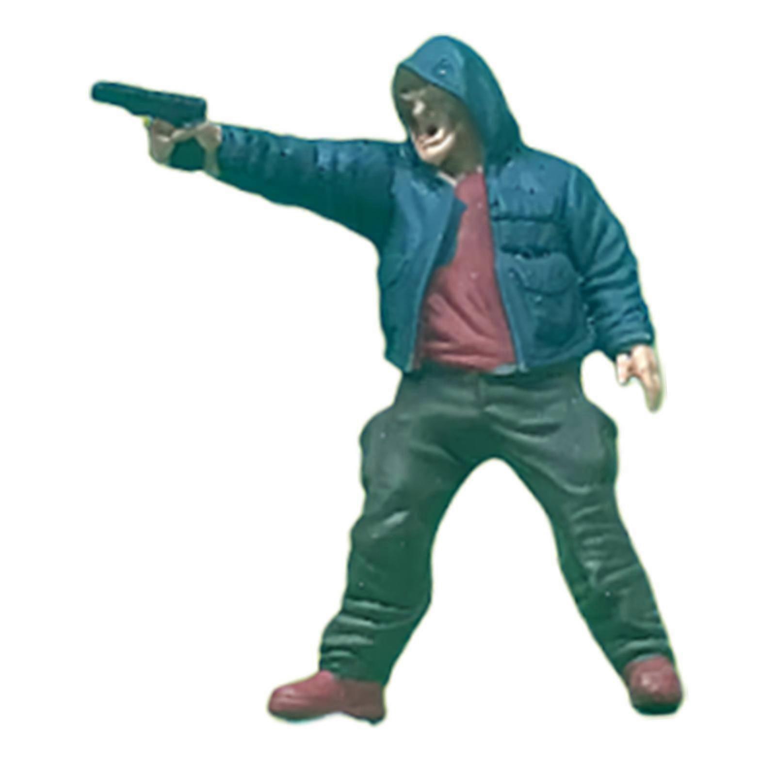 1:64 Scale Street Thug Ornament Dioramas Mini Robber Tiny People Model for Micro