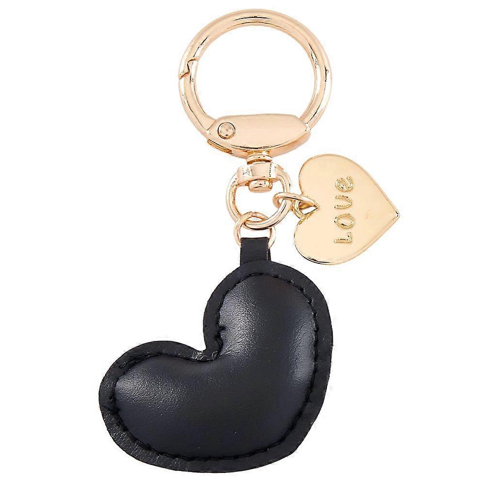 1pc Imitation Leather Heart Keychain Black 1pc