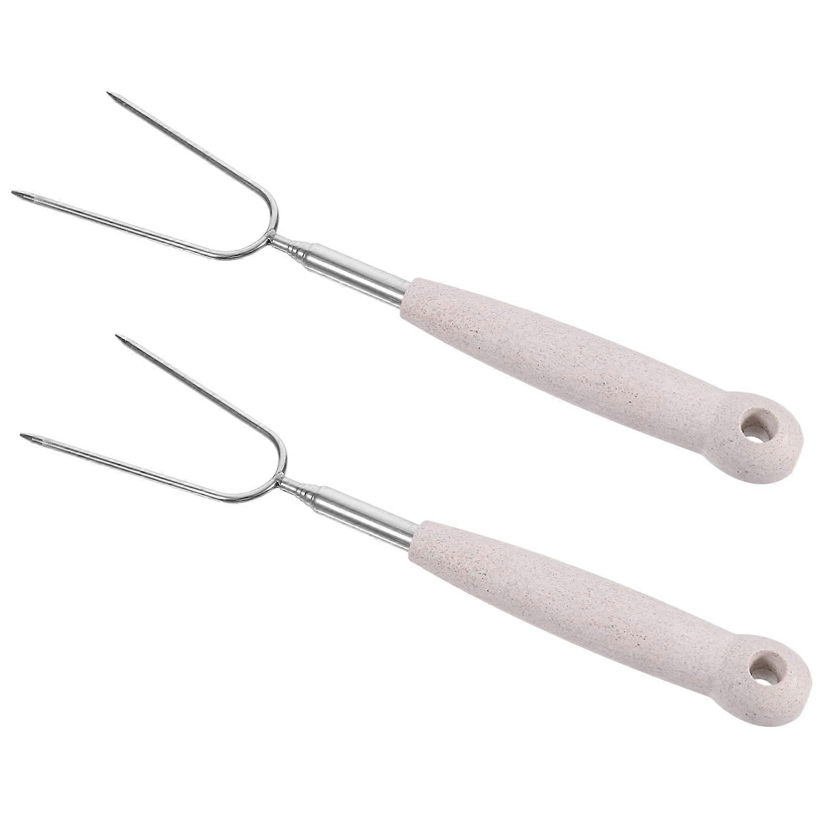 Extendable Stainless Steel BBQ Skewers with HeatResistant Handle and Sharp Tips for Campfire Cooking