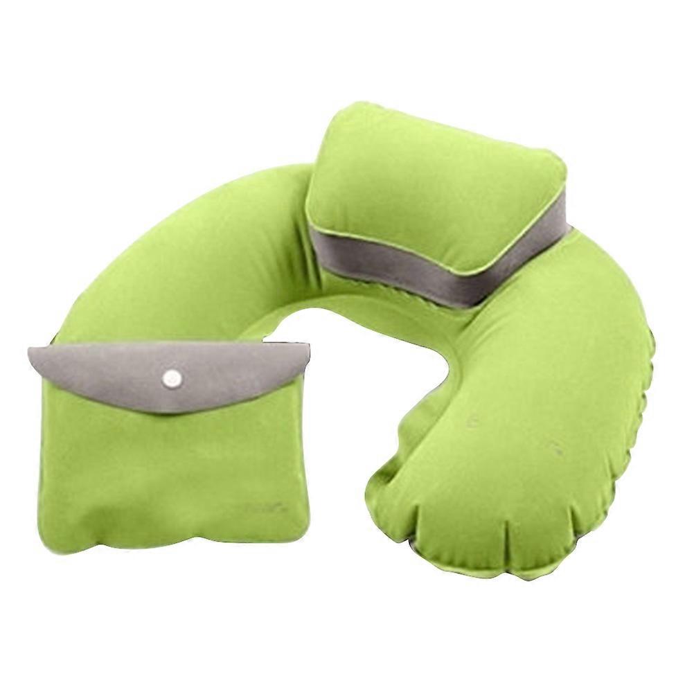 Outdoor Pillow for Sleeping Use Inflatable U Shape Cushion Green