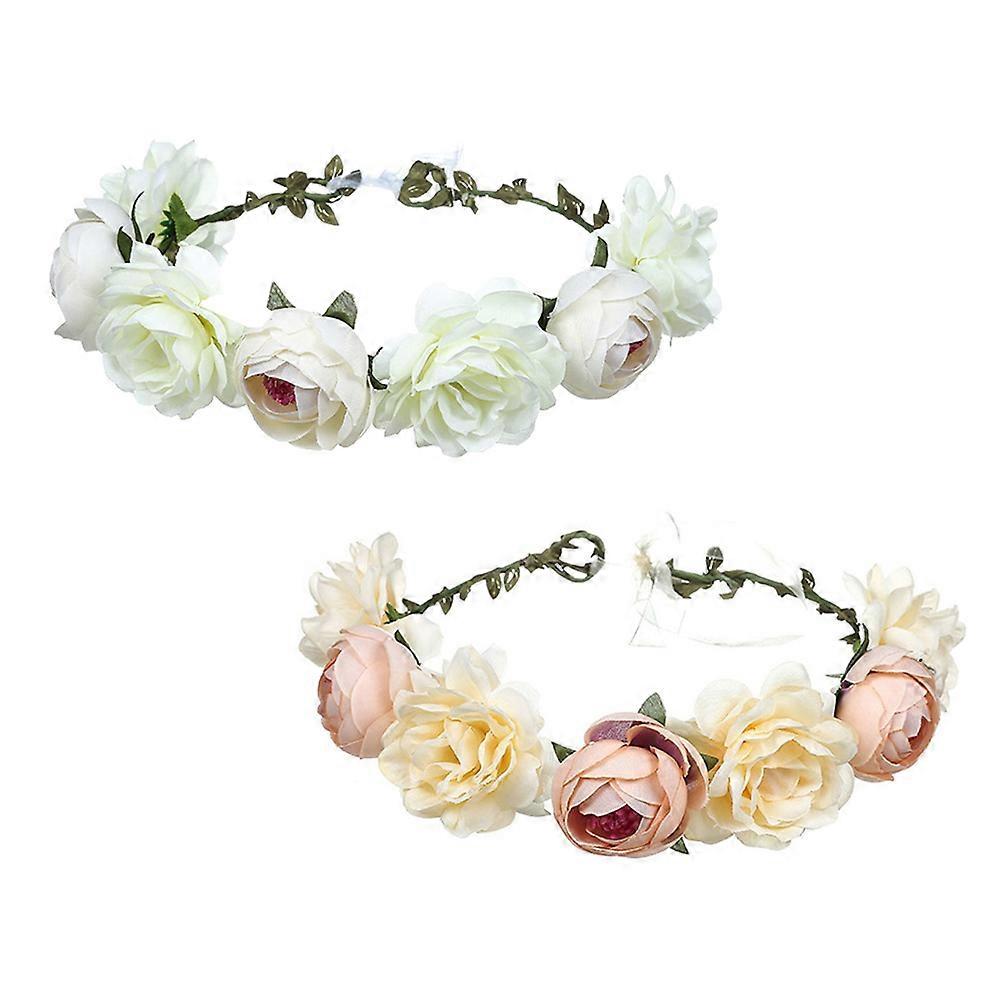 Artificial Floral Headwear Cloth Headband for Decor 2Pcs Assorted