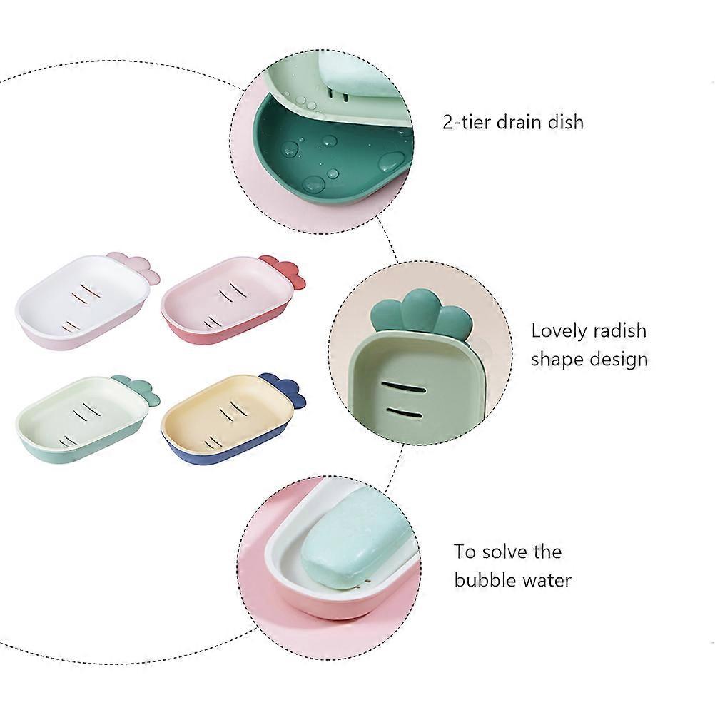 Drain Soap Dish Double-Layer Soap Box for Home Use 4Pcs Assorted Colors