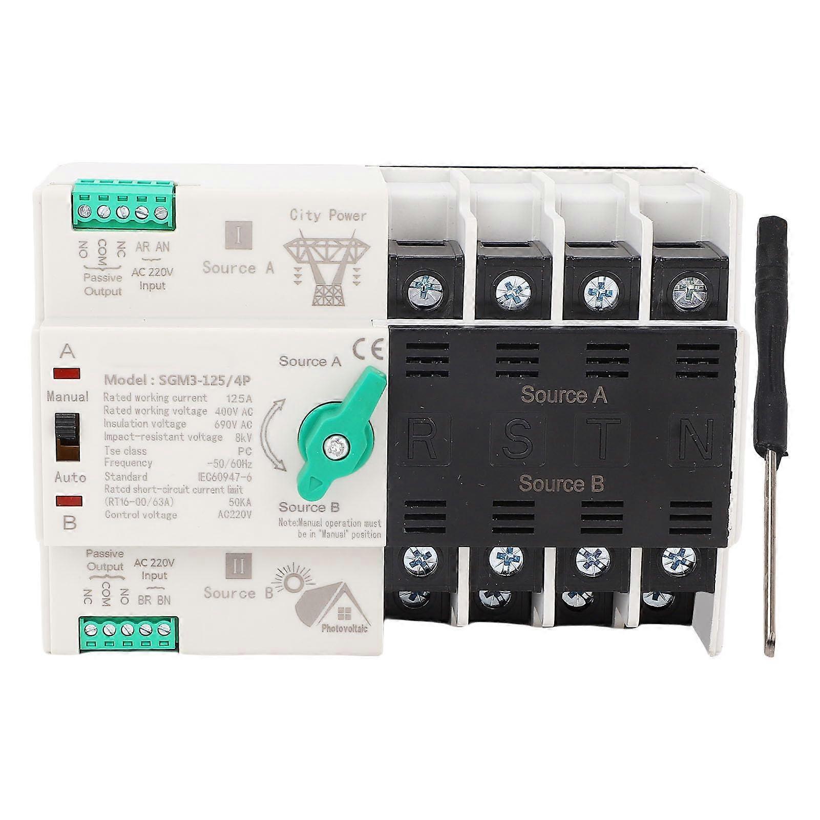 Automatic Transfer Switch 4P 400V 125A with Circuit Breaker for Three Phase Generator Backup