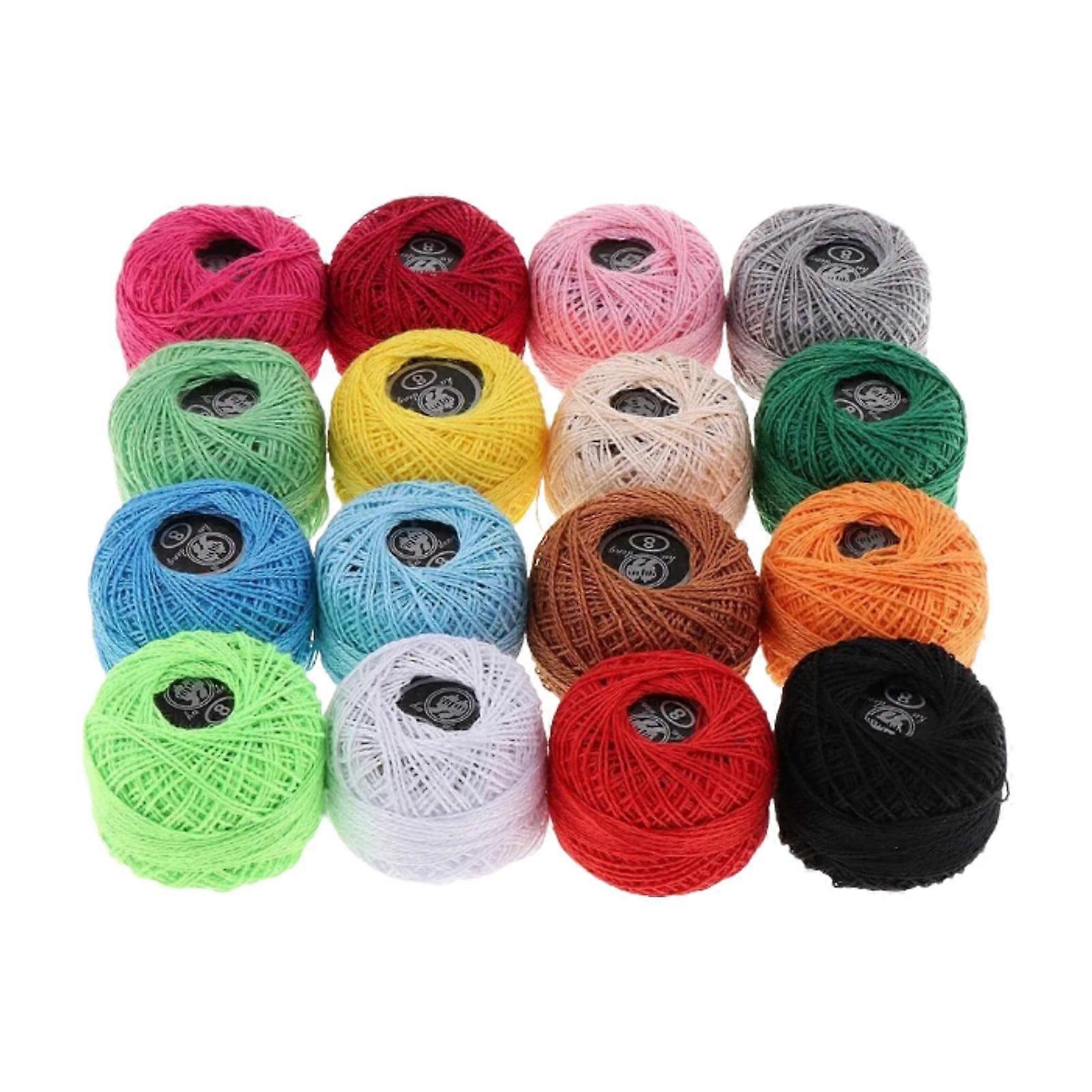 16 Rolls Solid Color Cotton Embroidery Thread Set, Compatible with Cross Stitch & DIY Needlework