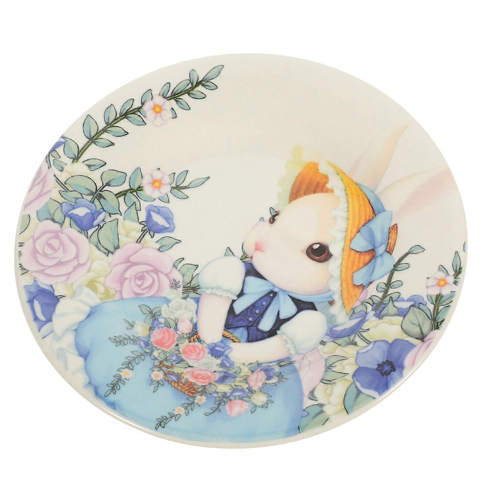 Easter Ceramic Plate for Food Serving 4Pcs Decorative Multi-