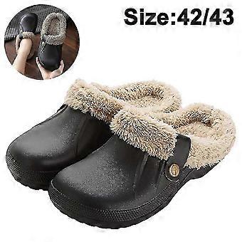 Waterproof Fur-lined Clogs for Women Men Winter Garden Shoes Indoor Outdoor Mules