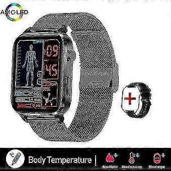 Reloj inteligente para medir el azúcar en sangre con tratamiento láser para la frecuencia cardíaca y la presión arterial, reloj deportivo con glucómetro para hombres y mujeres.