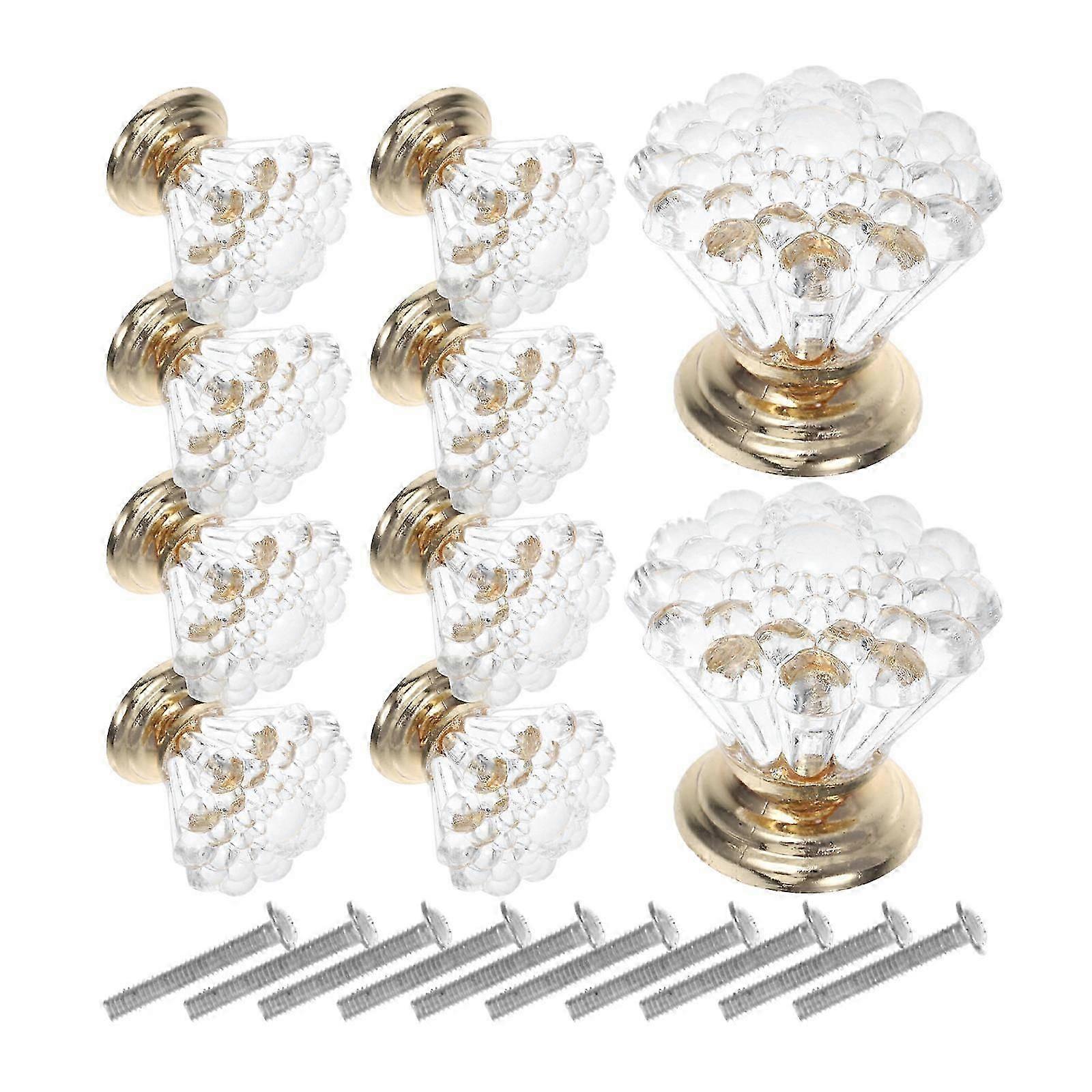 Golden Crystal Acrylic Knobs for 10Pcs Decorative Cabinet Pulls