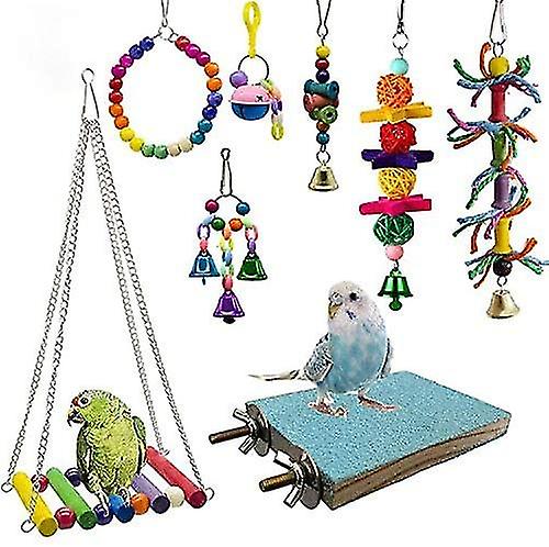 8-pack Bird Swing Chew Toys - Parrot Hammock Bell Toys For Baby Parrots, Cockatiels, Conures,