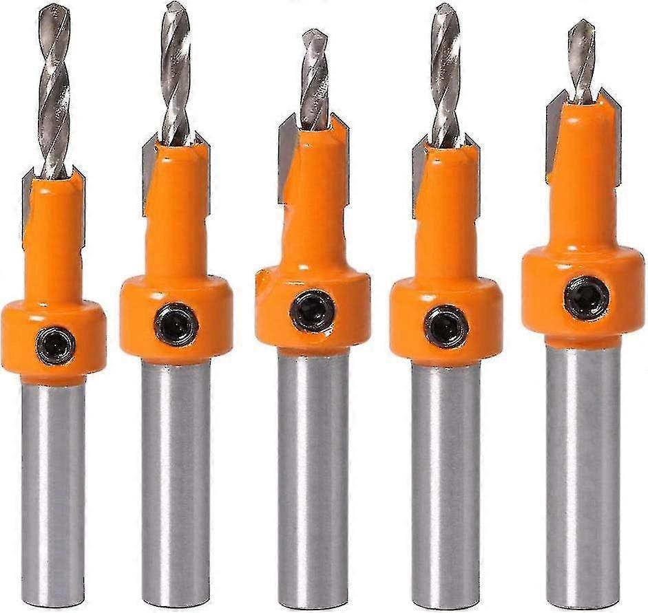 5pcs HSS Countersink Drill Bits  Woodworking Chamfer & Counterbore Tools