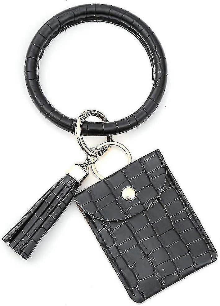 Large Circle Key Ring With Wallet (black)