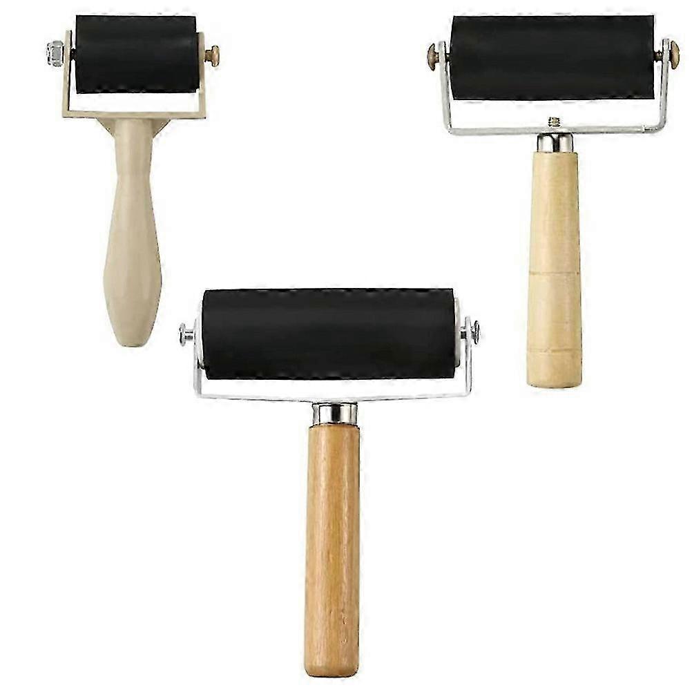 3Pcs Household Brayer Rollers Convenient Rubber Rollers Wear-resistant Craft Rollers