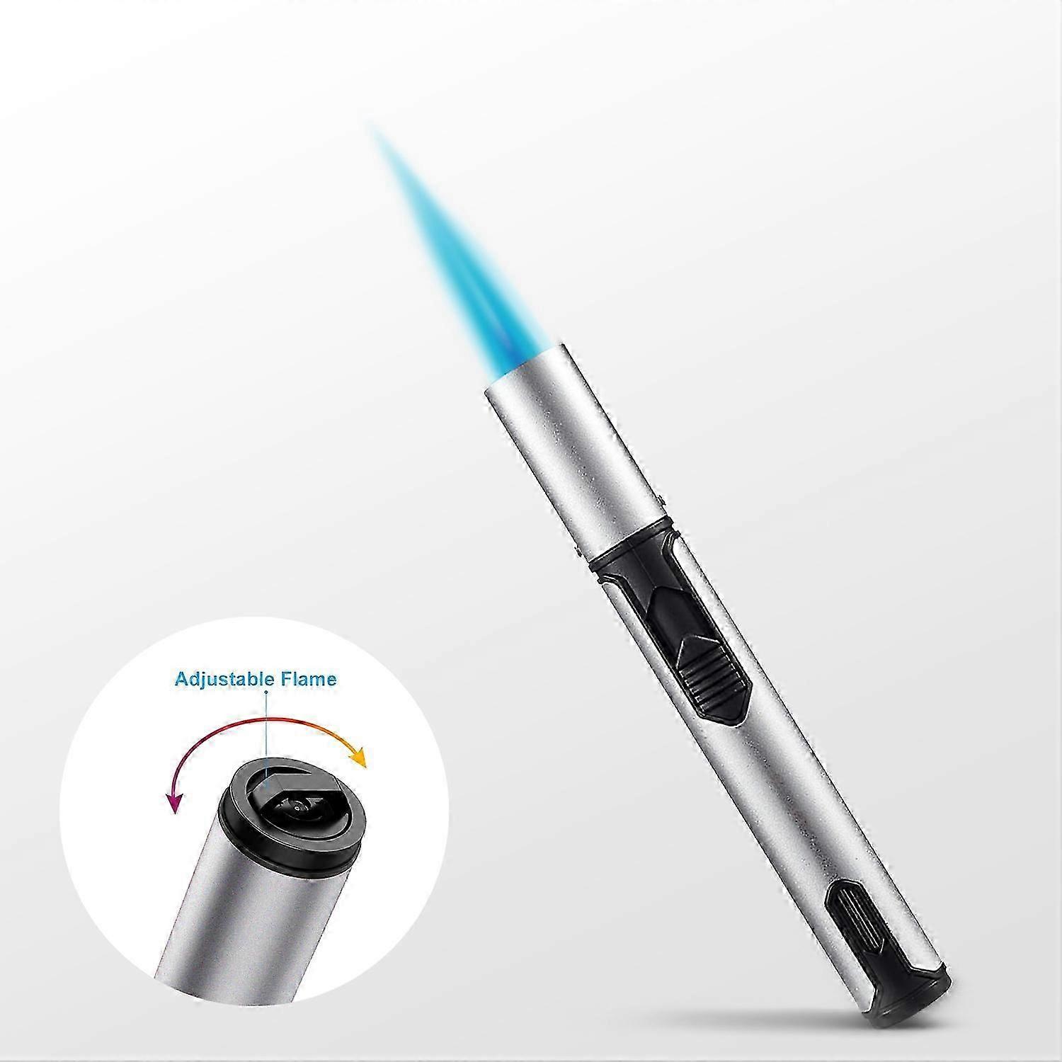 Fillable butane torch lighter 2-pack with adjustable jet flame (no liquid)