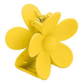 Plastic Jaw Clip Double Lock Tooth Matt Flower Shaped Non Slip Catch Hairpin AccessoriesLemon Yellow SH