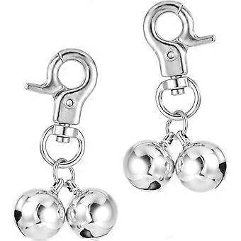 Glocke für Hundehalsband, 2er-Pack, silberfarben, Katzenhalsbandglocke mit Karabinerhaken, Edelstahl