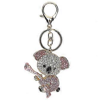 Koala Bear Rhinestone Pendant - Gold Crystal Alloy Small Gift (Pink)