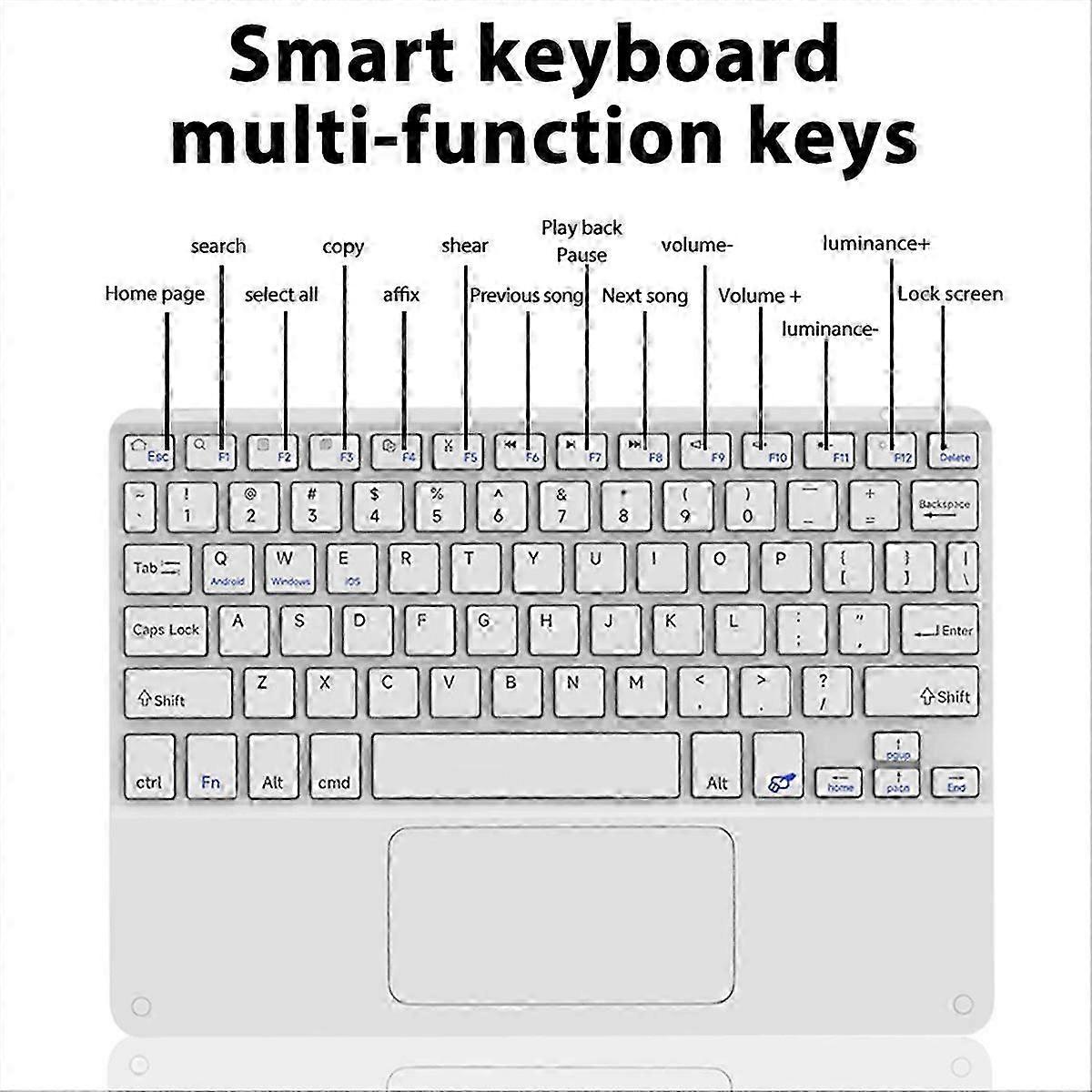 10inches Touchpad Bluetooth Keyboard Compatible with , Green