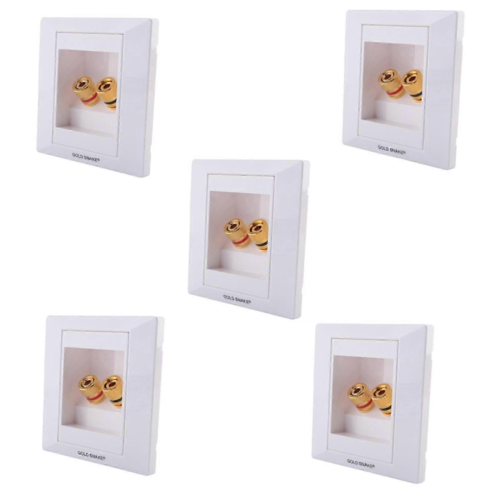 5X Wall Socket Connection Port with 2 Jack Speaker White